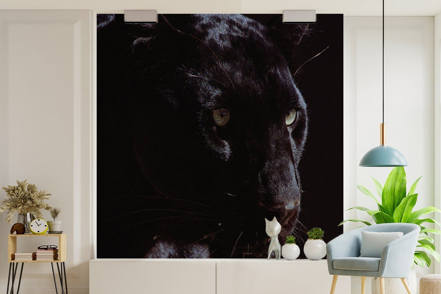 Wohnzimmer Schlafzimmer, Tapete St), MuchoWow Fototapete Tier - bedruckt, Matt, oder Wandtapete für Panther (5 Vinyl Schwarz, -