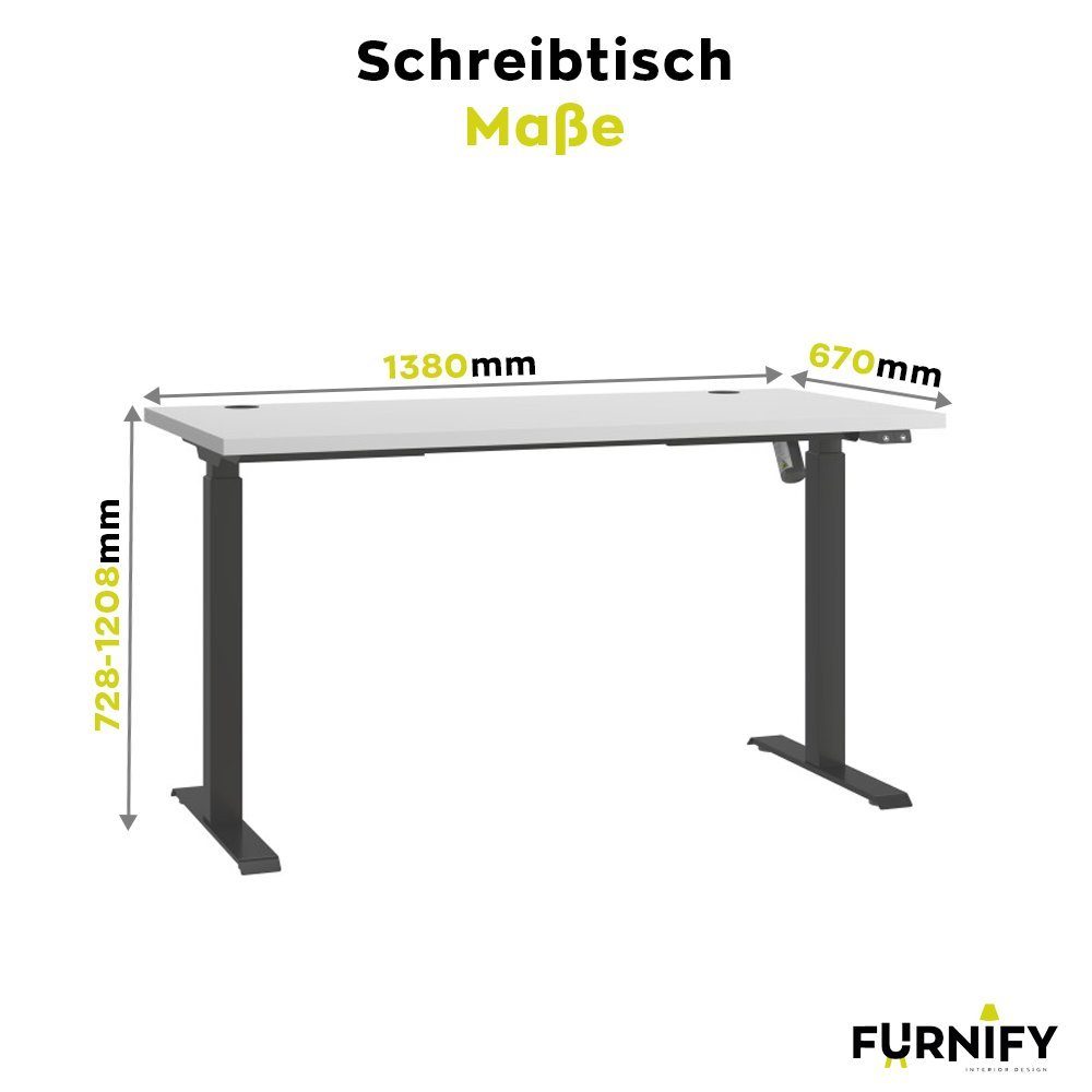 Hellgrau Schreibtisch Furnify mit KRIS elektrischer Höhenverstellung: