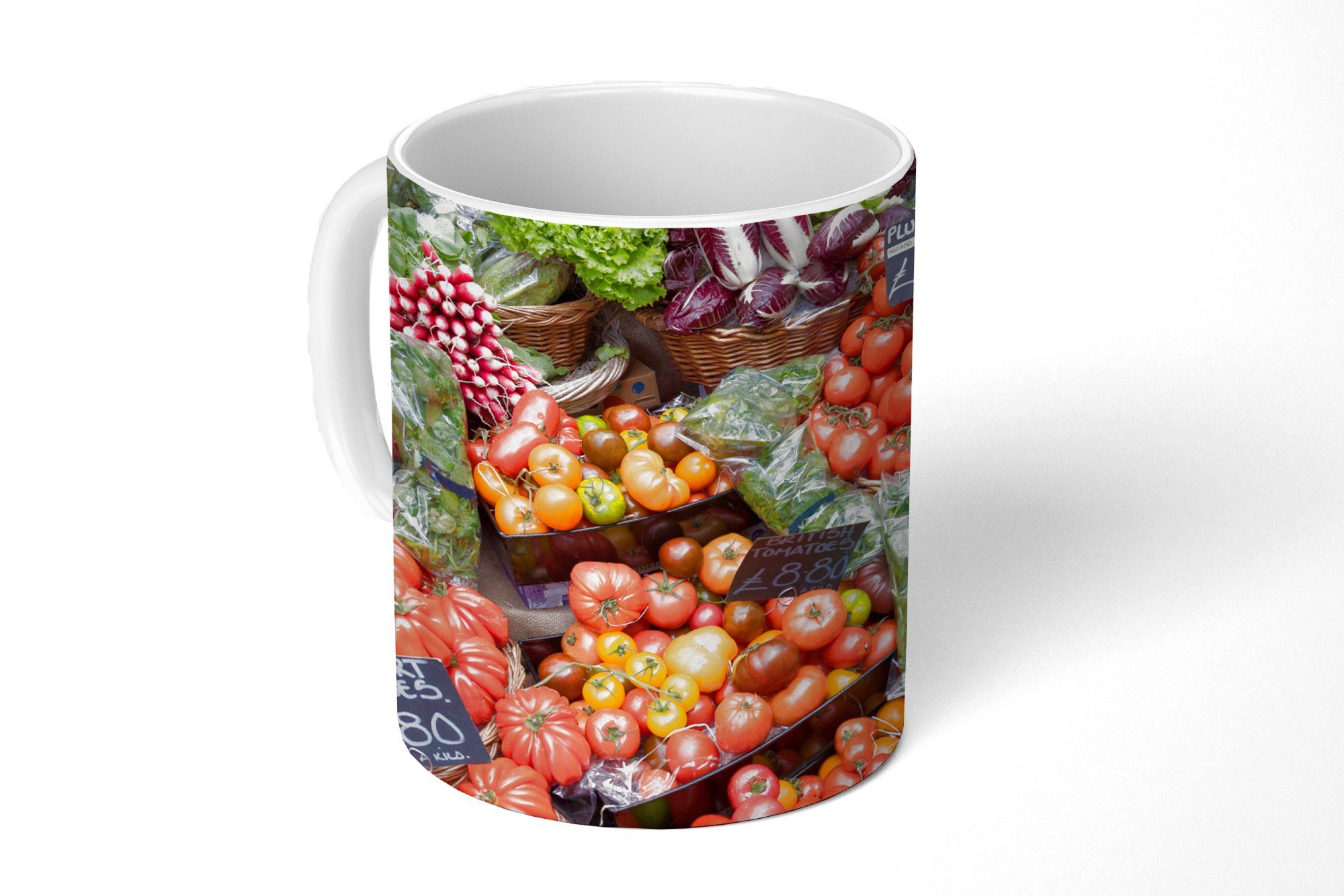 Teetasse, Geschenk Kaffeetassen, - Gemüse, Keramik, Tasse - Becher, Teetasse, Markt Obstkisten MuchoWow