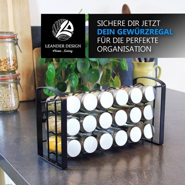 LEANDER DESIGN Gewürzregal, Komplett-Set, 18 Gewürzgläser, inklusive 54 Gewürzetiketten