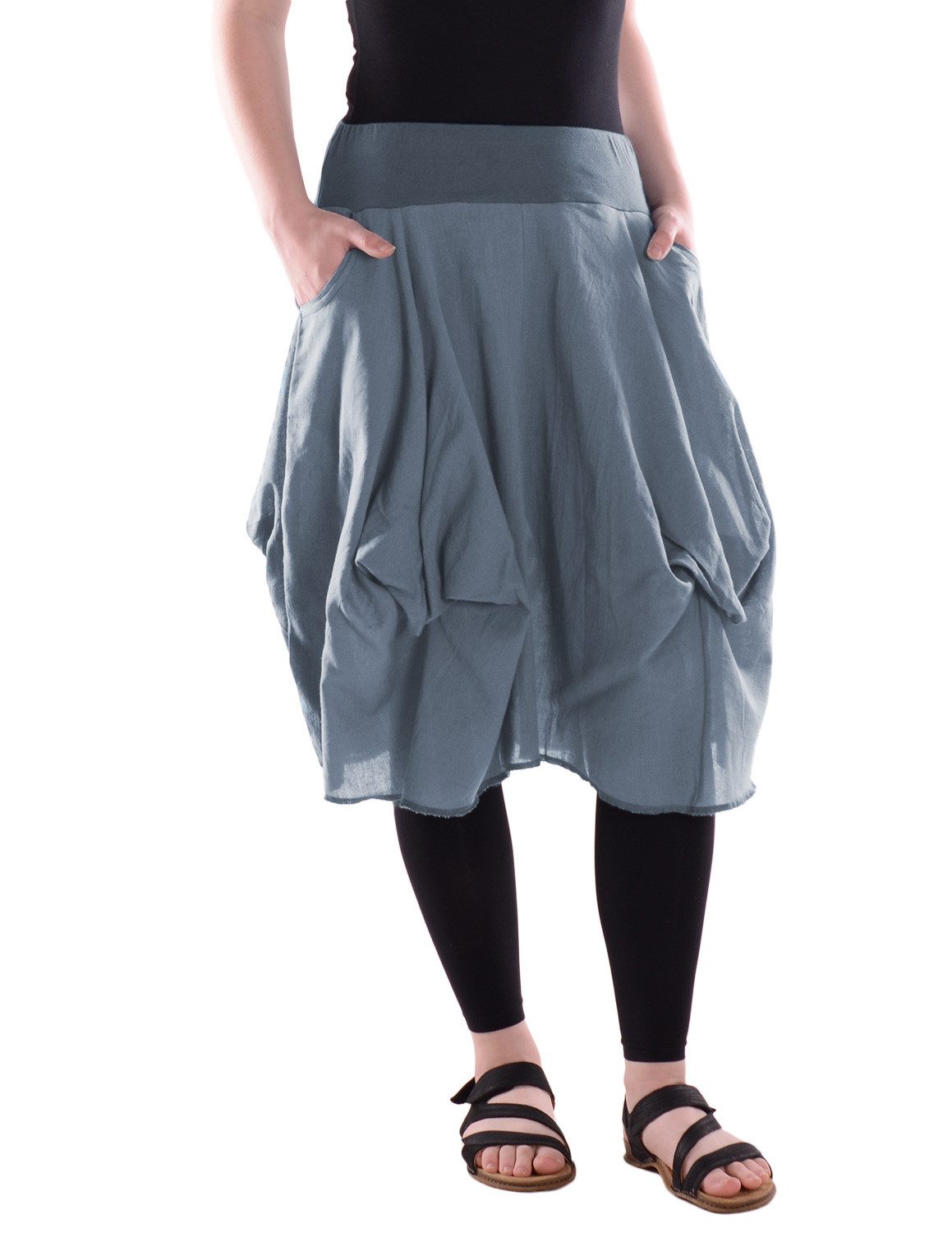 Vishes Sommerrock Damen knielanger Rock Baumwolle Vintage, Retro extra breiter Bund Alternative Bekleidung, Ethno, Hippie, Retro Style