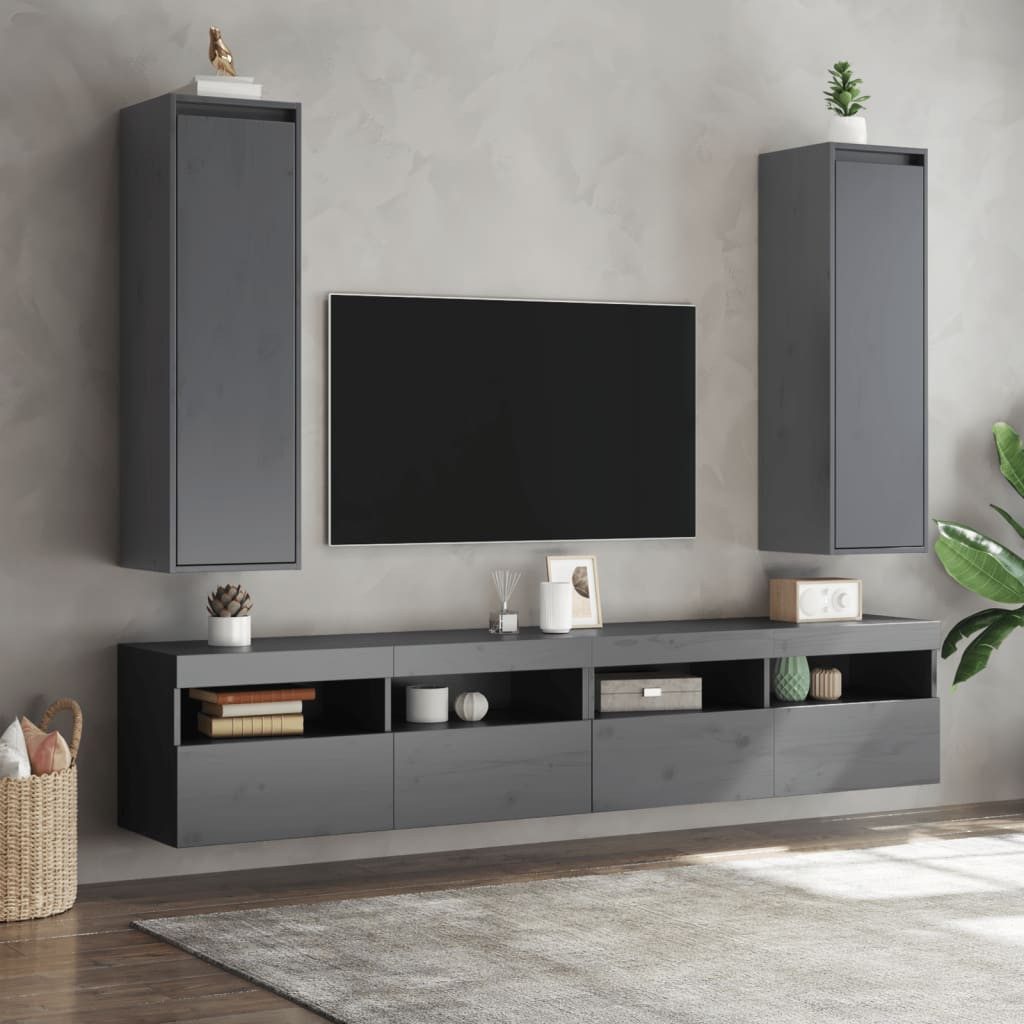 vidaXL Regal Wandschränke 2 Stk. Grau günstig online kaufen