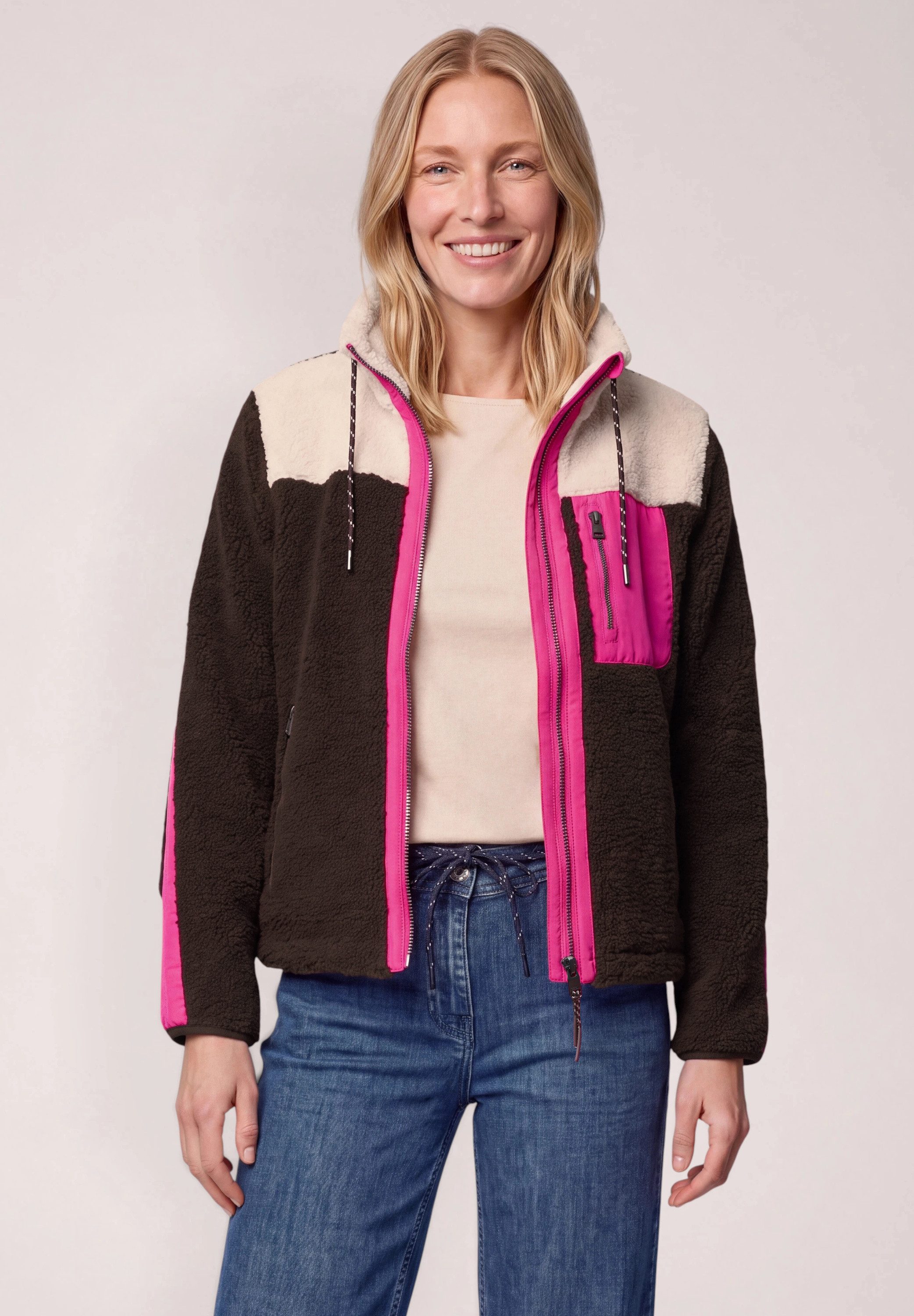 CECIL Fellimitatjacke mit Stehkragen