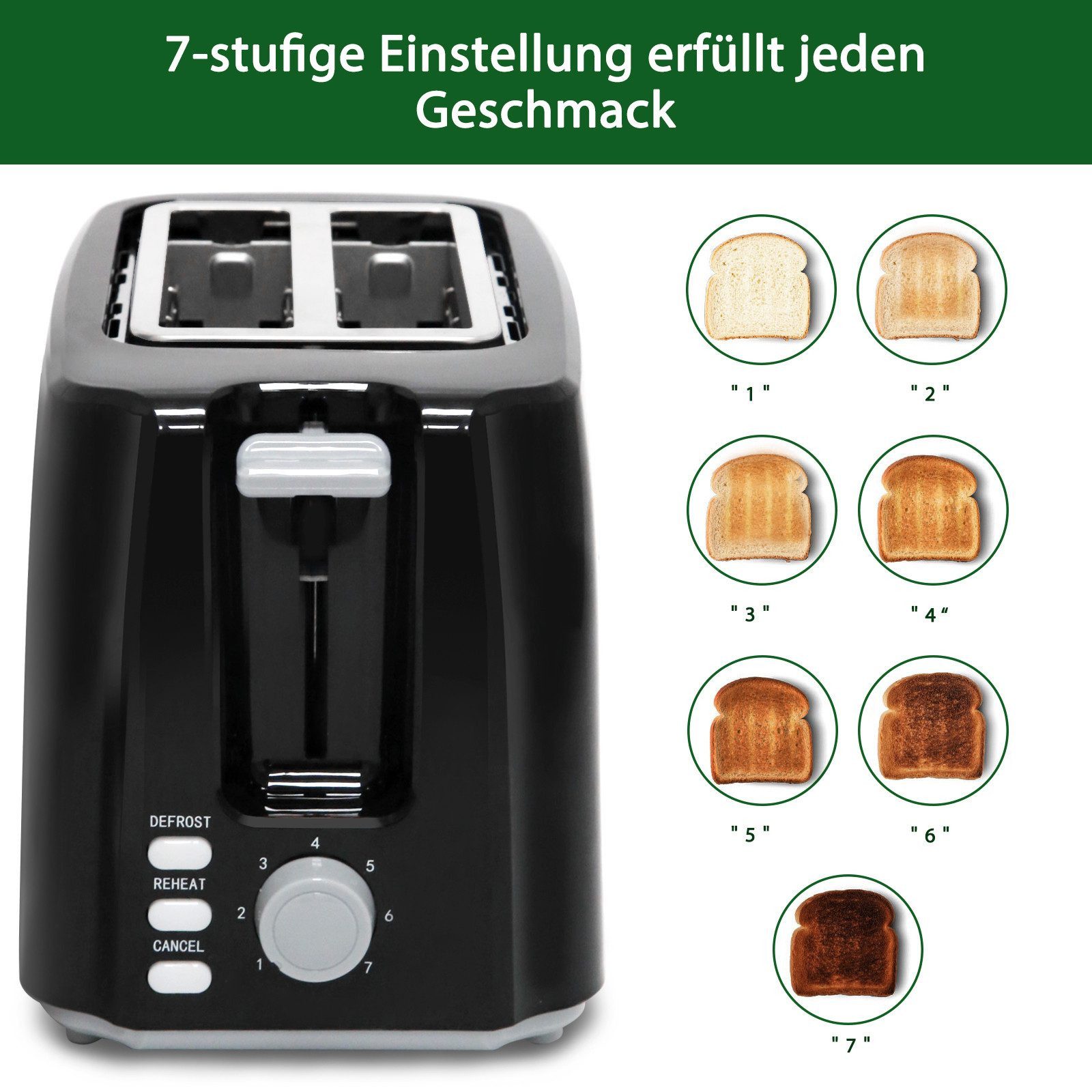 Aigostar Frühstücks-Set Edelstahl Wasserkocher 1,7L / 2-Scheiben Langschlitz Toaster, Schwarz, Elegantes Design & starke Leistung, Komfortabel im Alltag – Bild 5 von 5