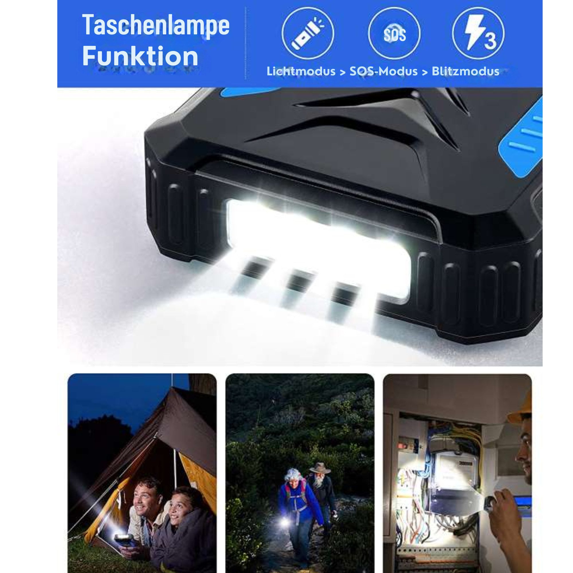 Vivitar 36.000 mAh mit kabellosem Qi-Laden, USB-C- und USB-Anschlüssen, Solar Powerbank Notfallakku mit hoher Kapazität, 5 V/3 A Schnellladefunktion, universelles USB-Solarladegerät, Campingzubehör, Outdoor-Überlebensausrüstung 36000 mAh, Outdoor-Ladegerät mit Solarpanel, LED-Taschenlampe und SOS-Funktion
