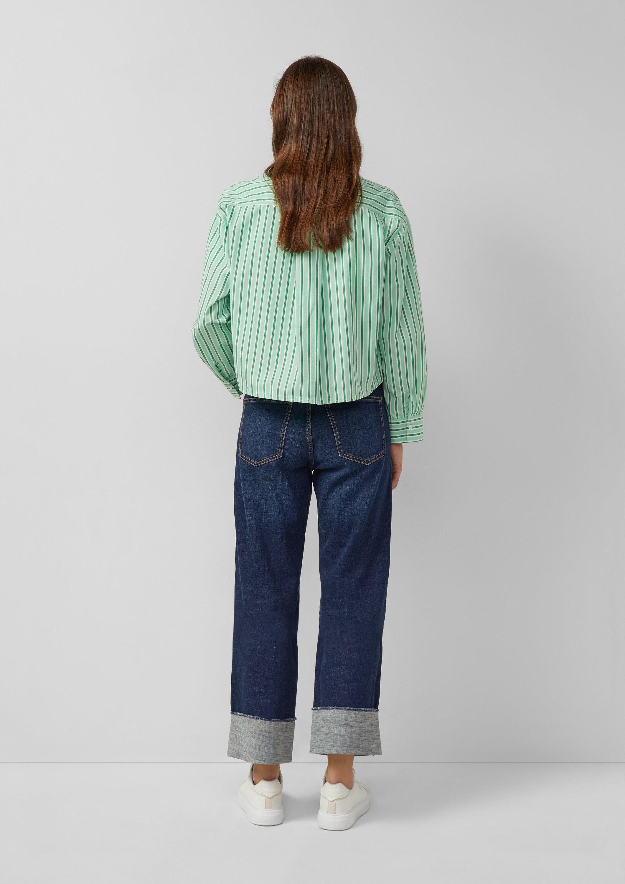 s.Oliver Langarmbluse Bluse Verkürzte Popeline-Bluse im Relaxed Fit