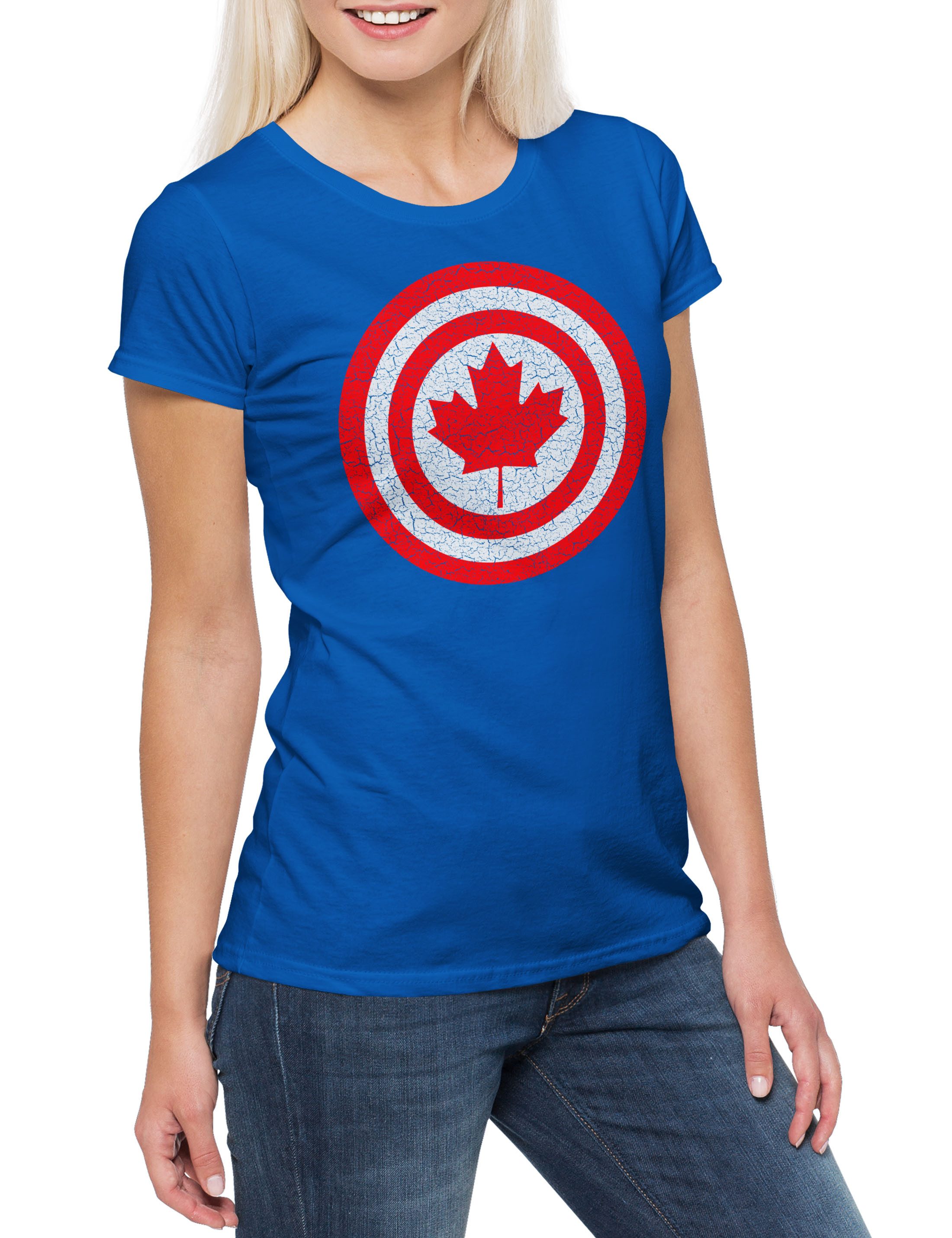 Print-Shirt Captain Canada Damen T-Shirt Kanada Canadian Fahne Flagge Banner Maple