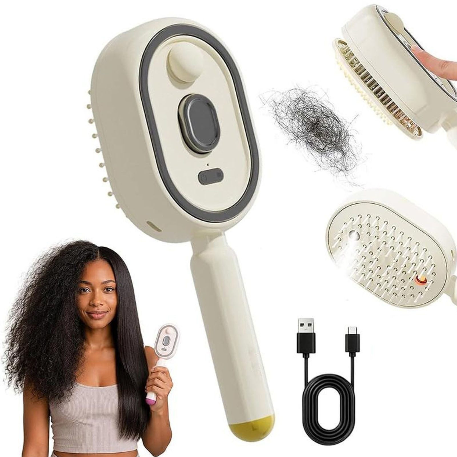 FELIXLEO Elektrohaarbürste Elektrische Sprüh Haarbürste Dampf Massage Rotlicht 217 cm alle Typen