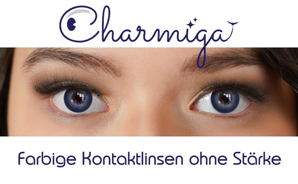 Charmiga Jahreslinsen Farbige Kontaktlinsen Dunkel Blau, Farblinsen ohne Stärke, Moon Blue, Farbige Kontaktlinsen