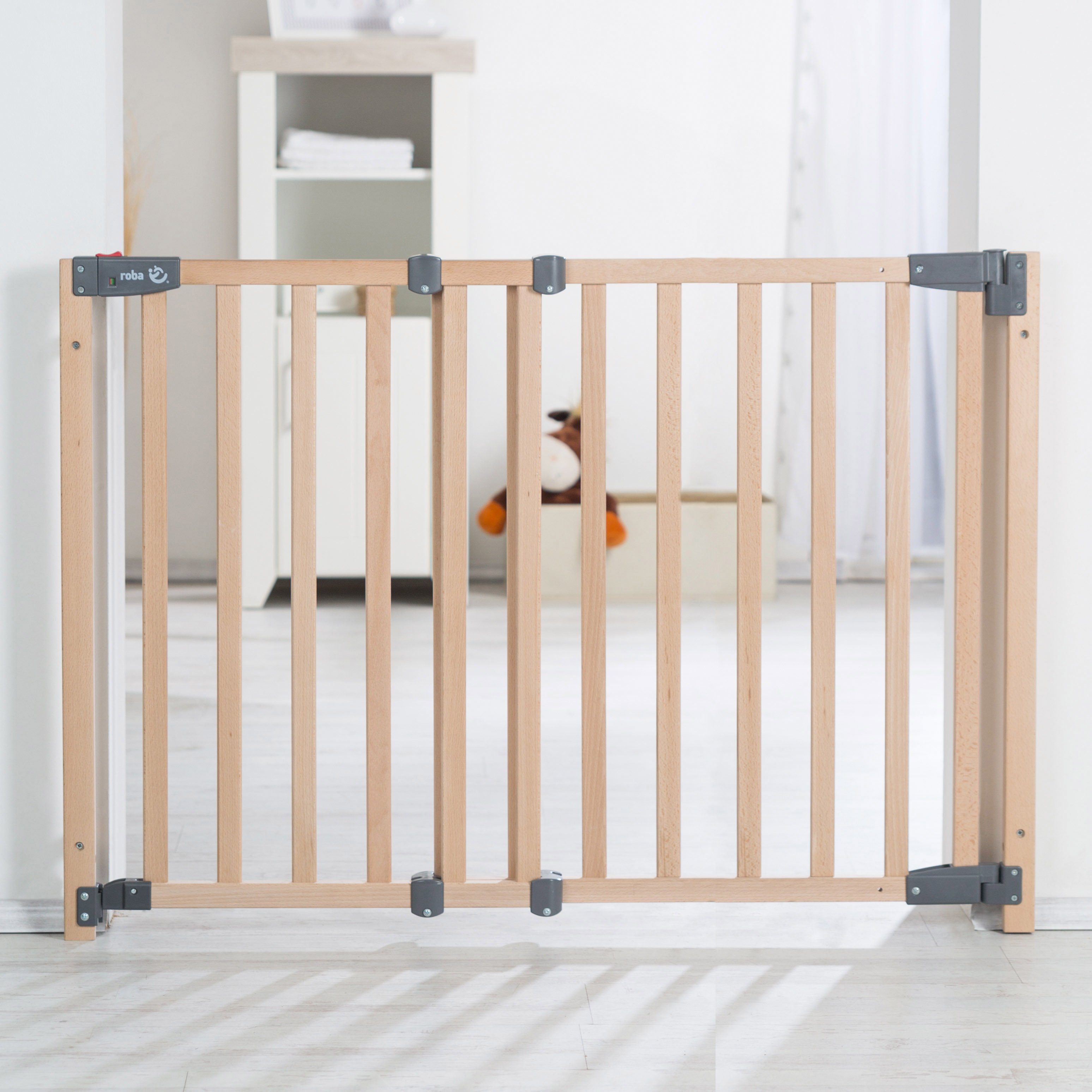 roba® Türschutzgitter Safety Up, 91,5 - 118,5 cm; aus massivem Buchenholz