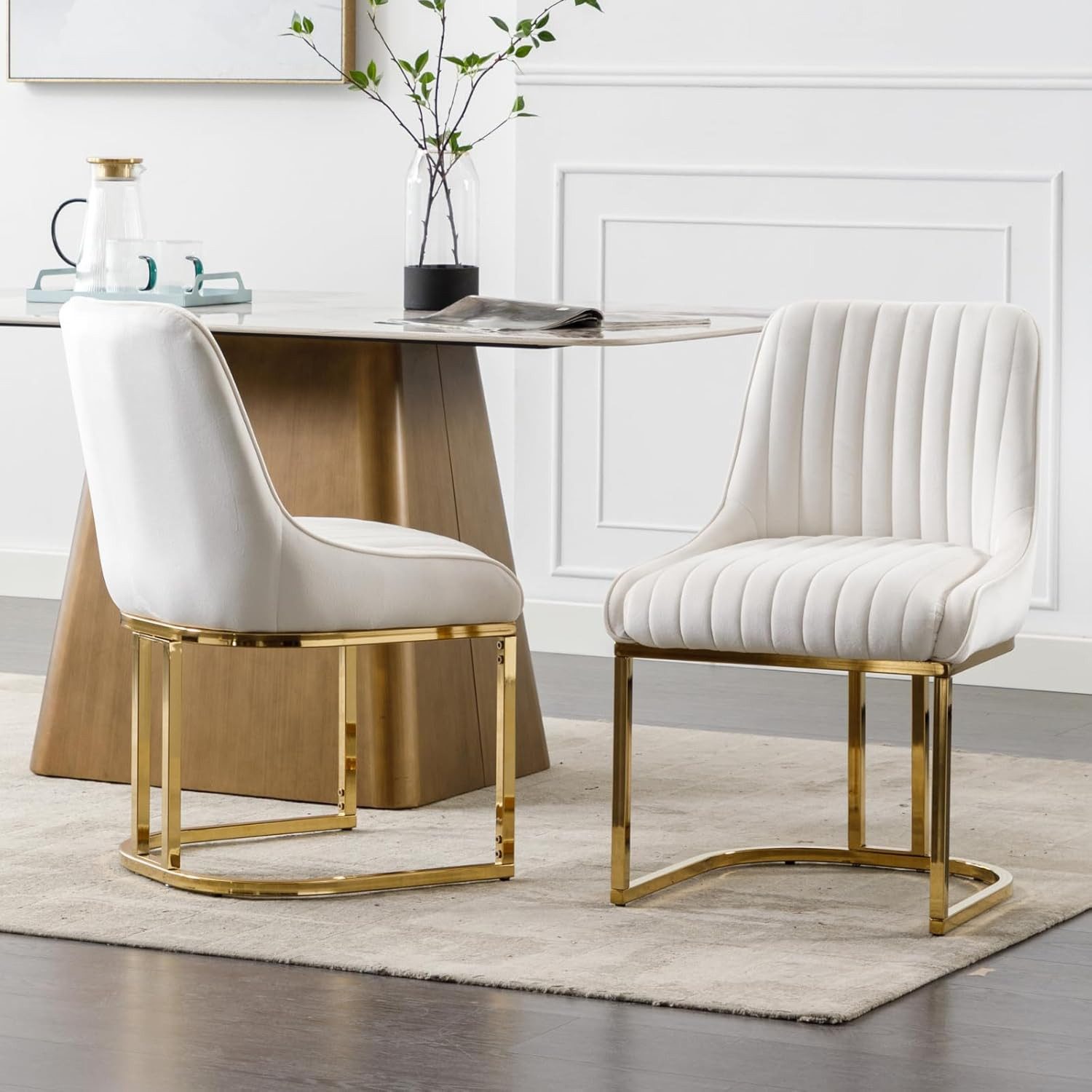 CHAIRUS Esszimmerstuhl 2er-Set, Samtstühle mit Metallbeinen für Küche & Wohnzimmer (2 St), Polsterstuhl, Küchenstuhl, Wohnzimmerstuhl, 47x53x79cm