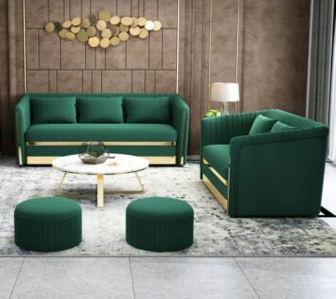 Couchen Wohnzimmer-Set, Garnitur Design Sitzer Sitz Sofas Samt Sofa JVmoebel Polster Couch 3+2