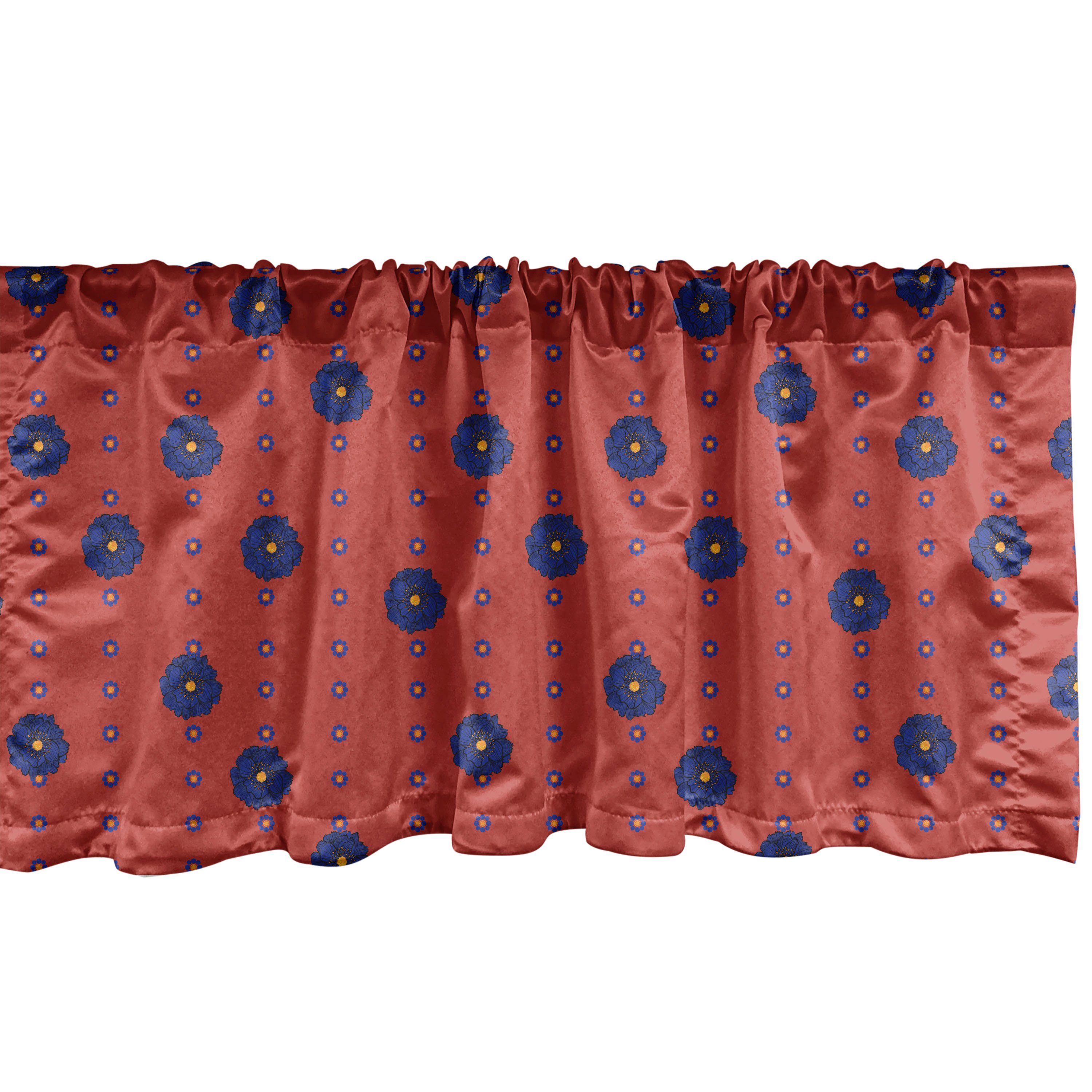 Scheibengardine Vorhang Volant für Küche Schlafzimmer Dekor mit Stangentasche, Abakuhaus, Microfaser, Blumen Blumen Vertikale Linien Kunst