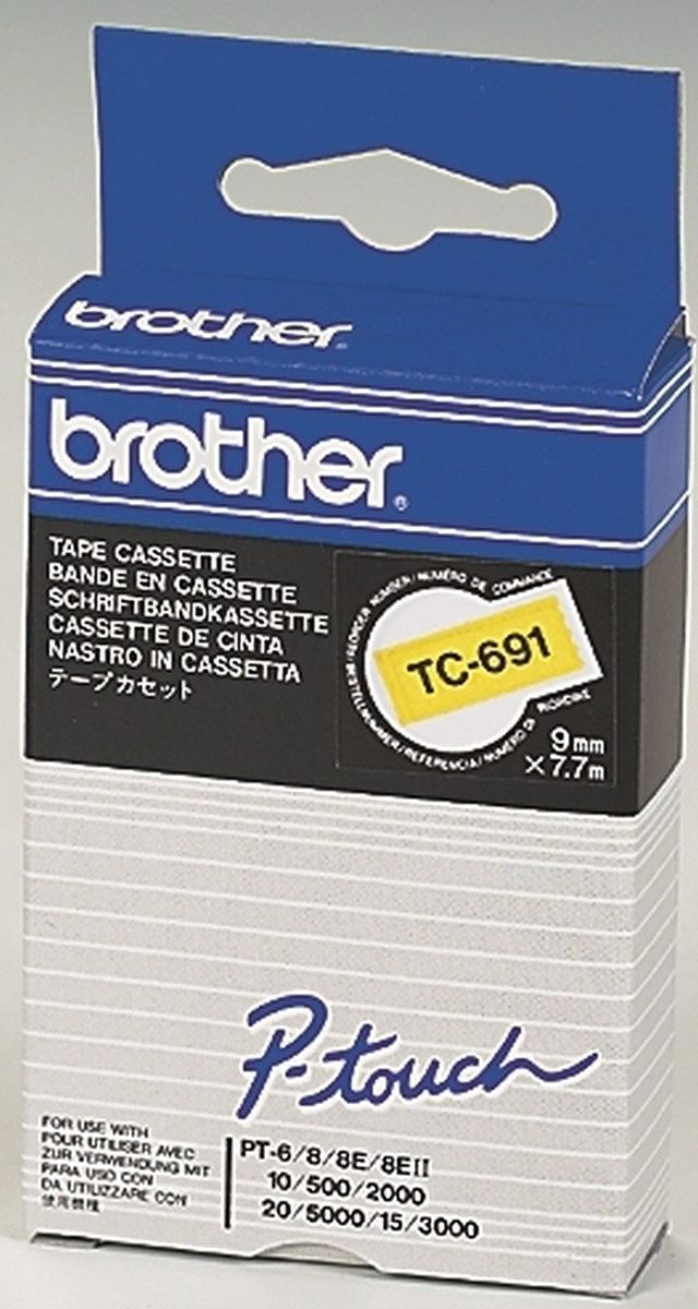 Beschriftungsband Schriftbandkassette 9mm TC-691 gelb/schwarz (20 Stück)
