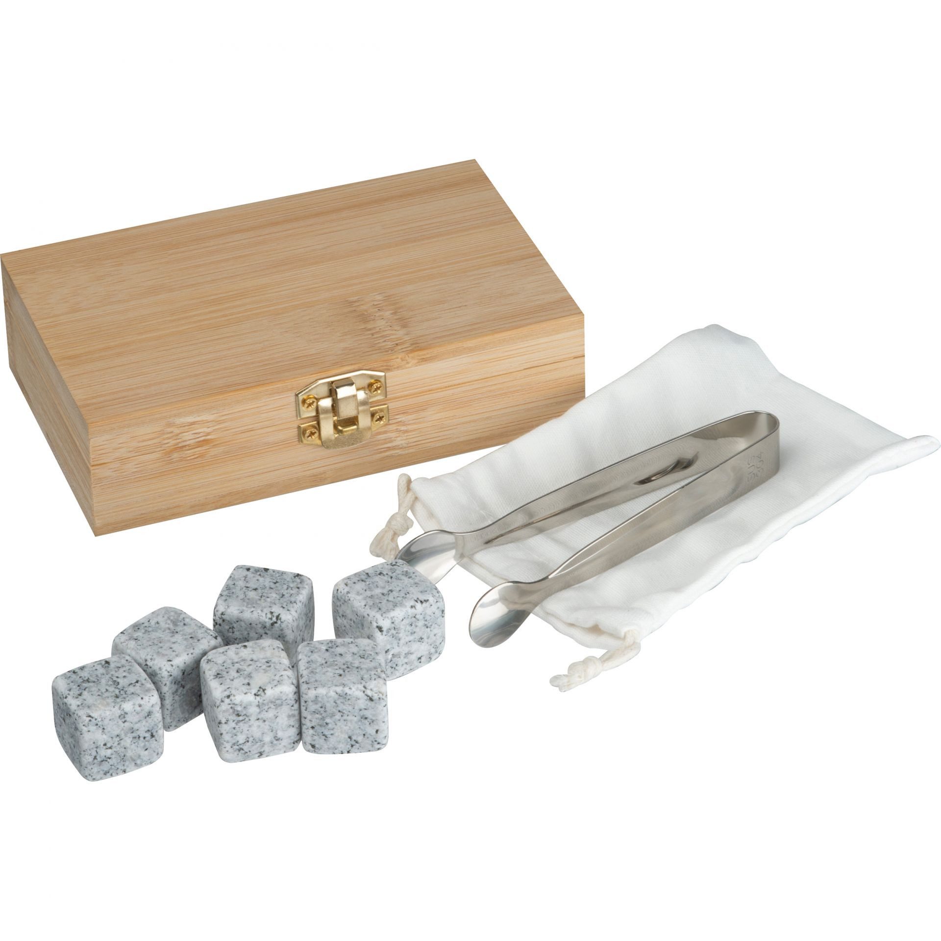 Eiswürfel-Steine 6 wiederverwendbare Eiswürfel aus Granit mit Edelstahlzange in einer B