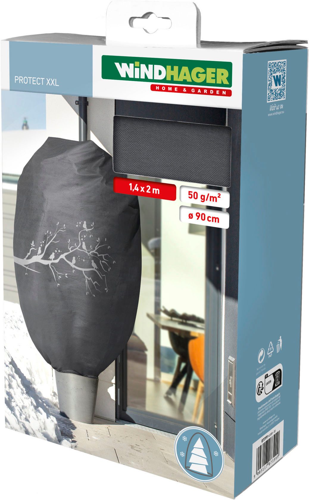 Windhager Winterschutzvlies Winterschutz für Pflanzen, Vlieshaube, Frostschutz und Kälteschutz, licht-, wasser- und luftdurchlässig, 3x1,5 m, Stärke 30 g/m2