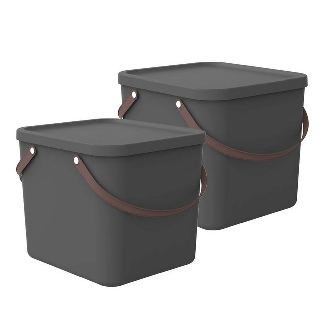 ROTHO Aufbewahrungsbox „Albula 2er-Set Aufbewahrungsbox 40l mit Deckel, Kunststoff (PP recycelt)“ (Aufbewahrungssystem, 2er-Set)