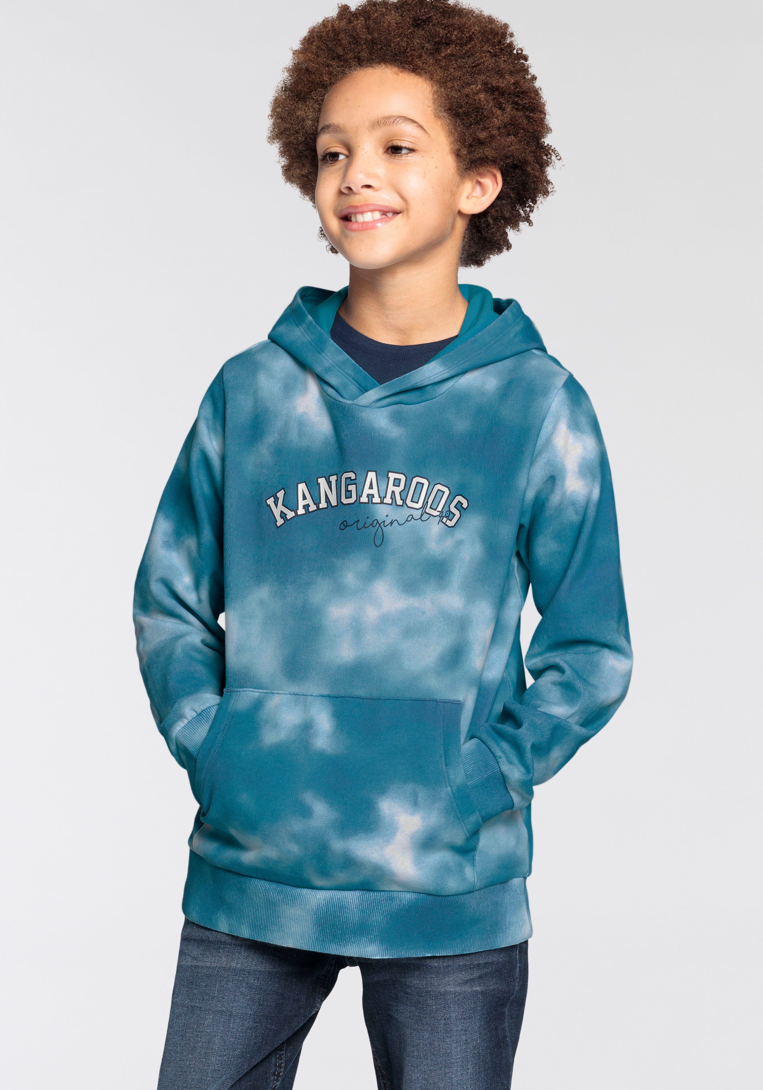 KangaROOS Jungen, mit Kangaroos allover Kapuzensweatshirt Batik-Print