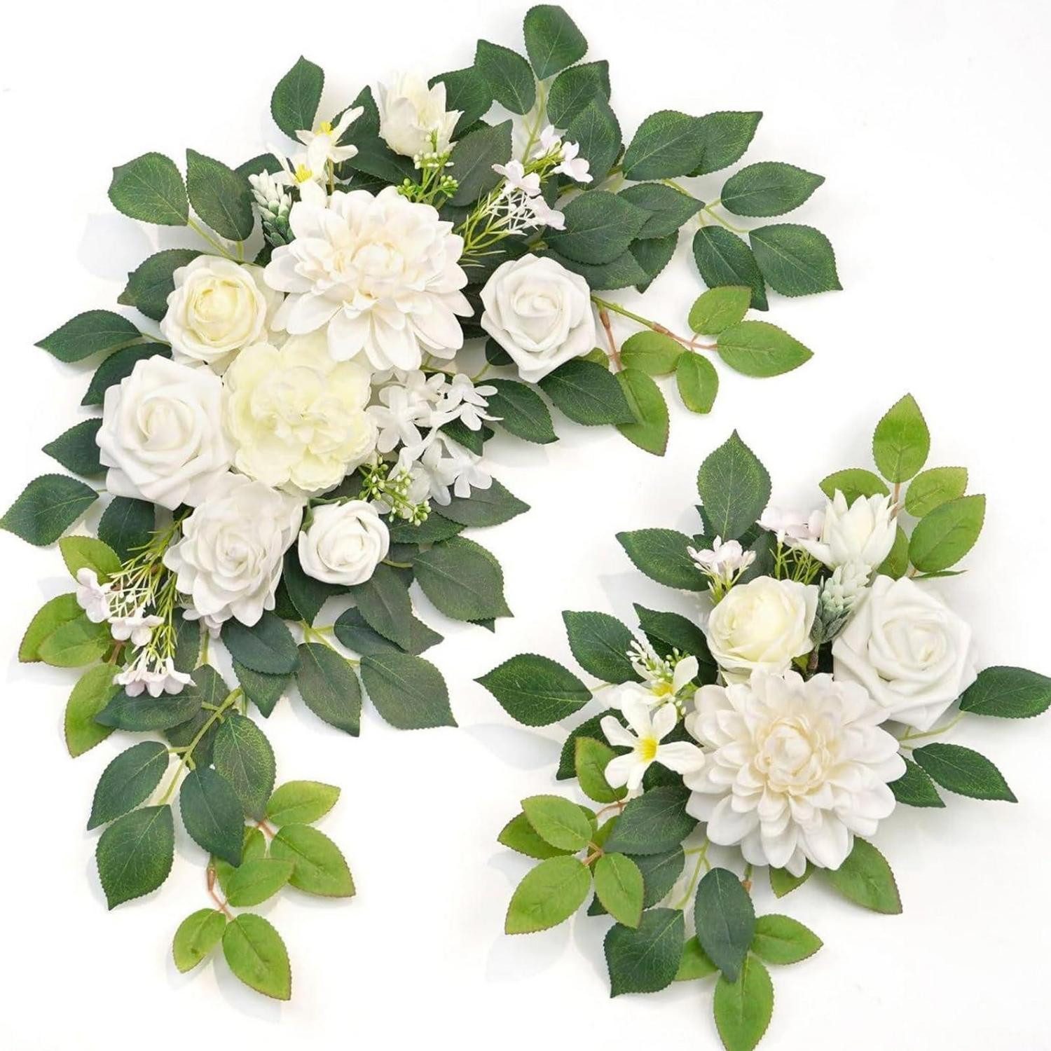 Kunstgirlande Hochzeitsbogen Blumen Set Künstlich Weiß-4, LuxusKollektion, Höhe 5 cm
