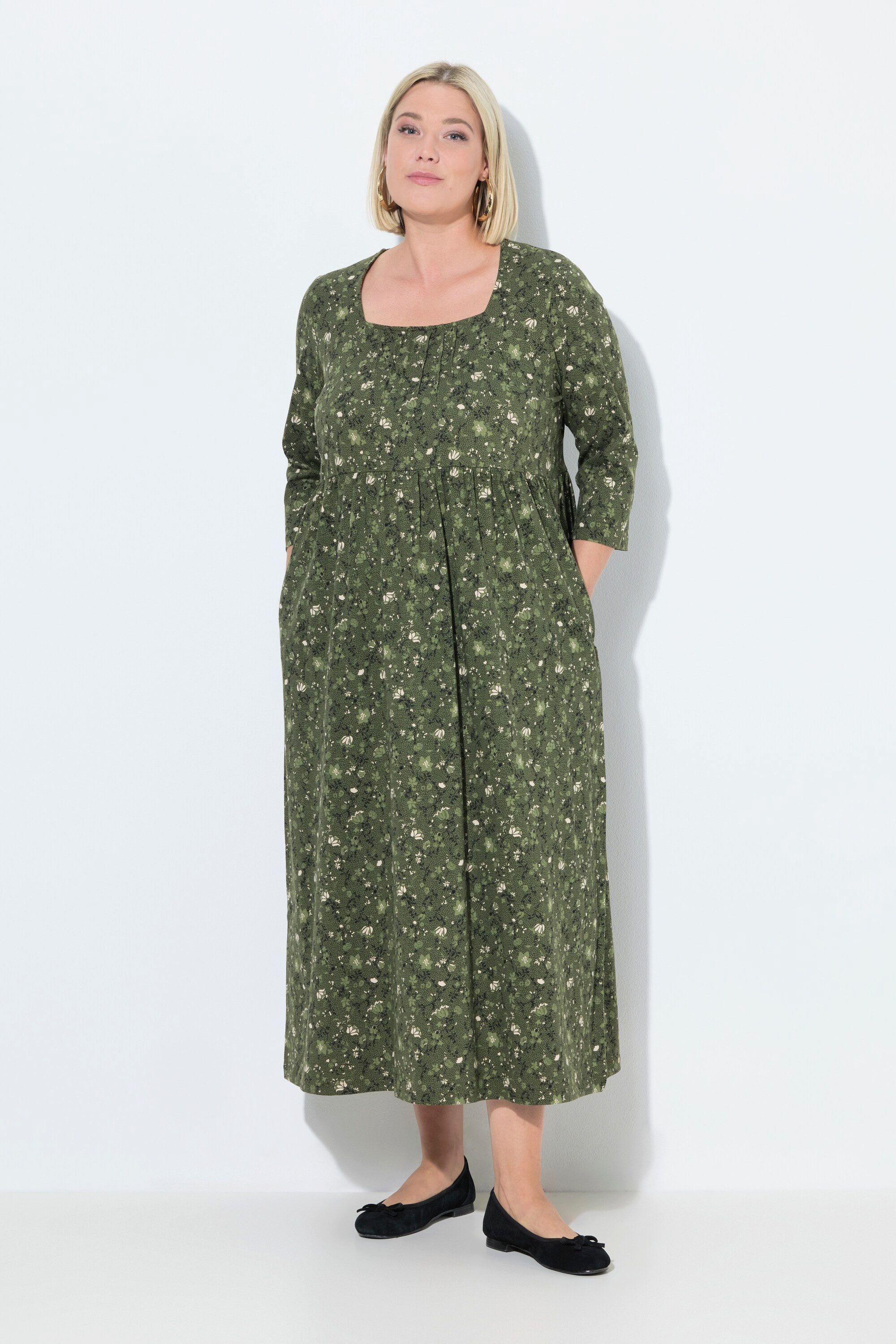 Ulla Popken Maxikleid Jersey-Maxikleid Blüten A-Linie günstig online kaufen