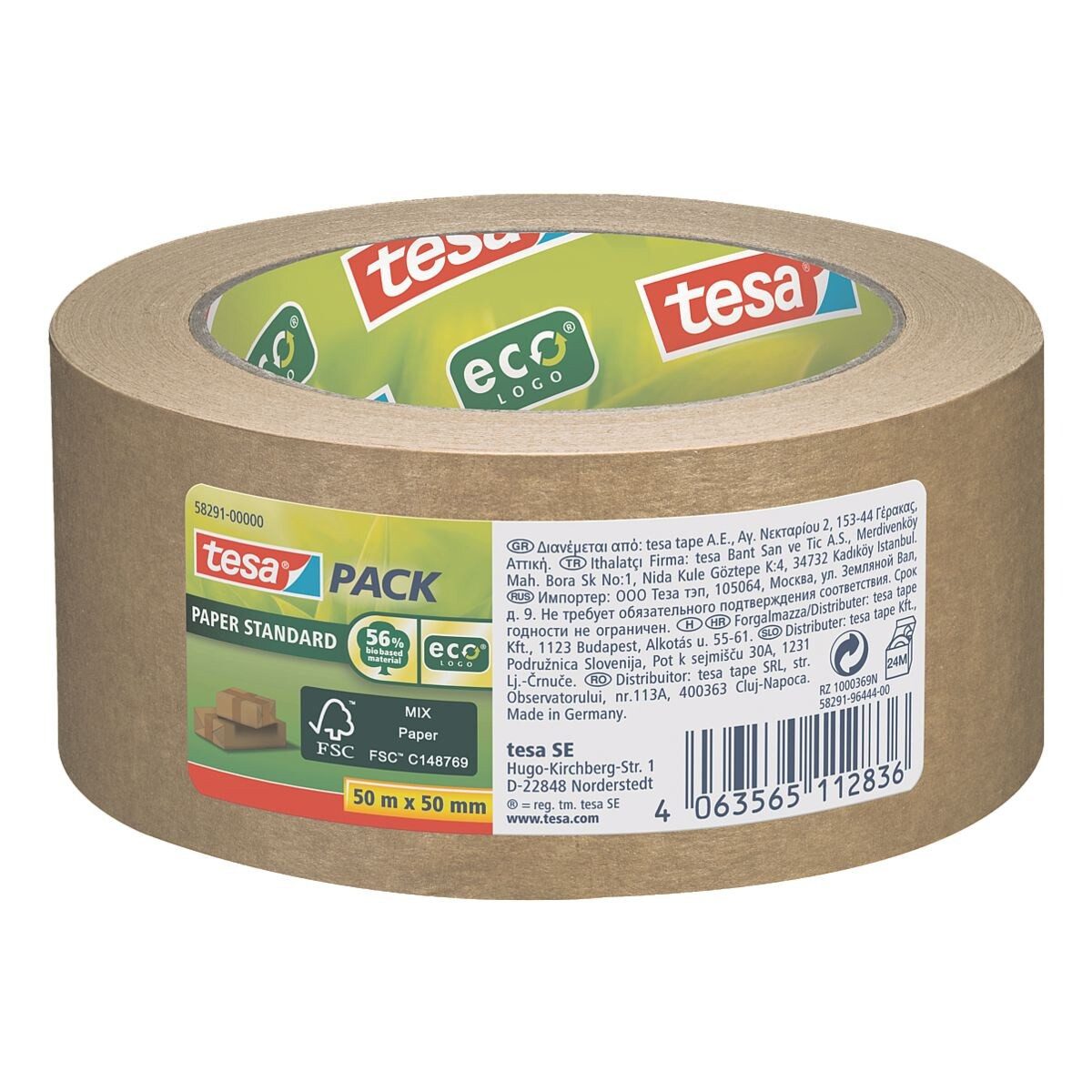 tesa Klebeband Papier Standard EcoLogo (1-St) 50 mm / 50 m, Packband aus Papier