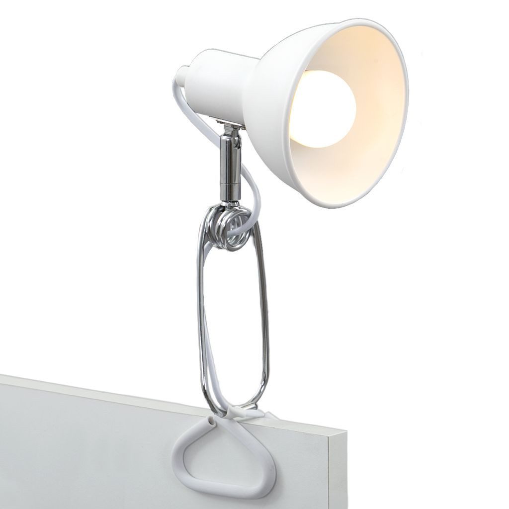 Briloner Leuchten Tischleuchte 2790-016, ohne Leuchtmittel, 2700K - Extra-Warmweiß, Klemmleuchte, 30,5x11x13cm, Weiß, max.8W, E14, Leselampe, Bett, Büro