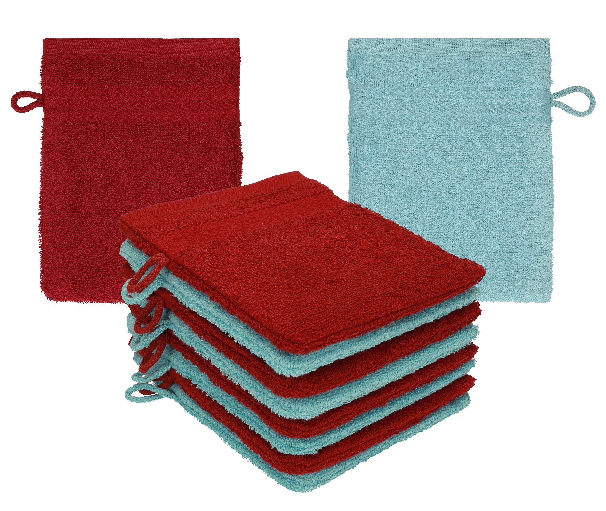 Betz Waschhandschuh 10 Stück Waschhandschuhe Premium 100% Baumwolle Waschlappen Set 16x21 cm Farbe rubinrot - Ocean