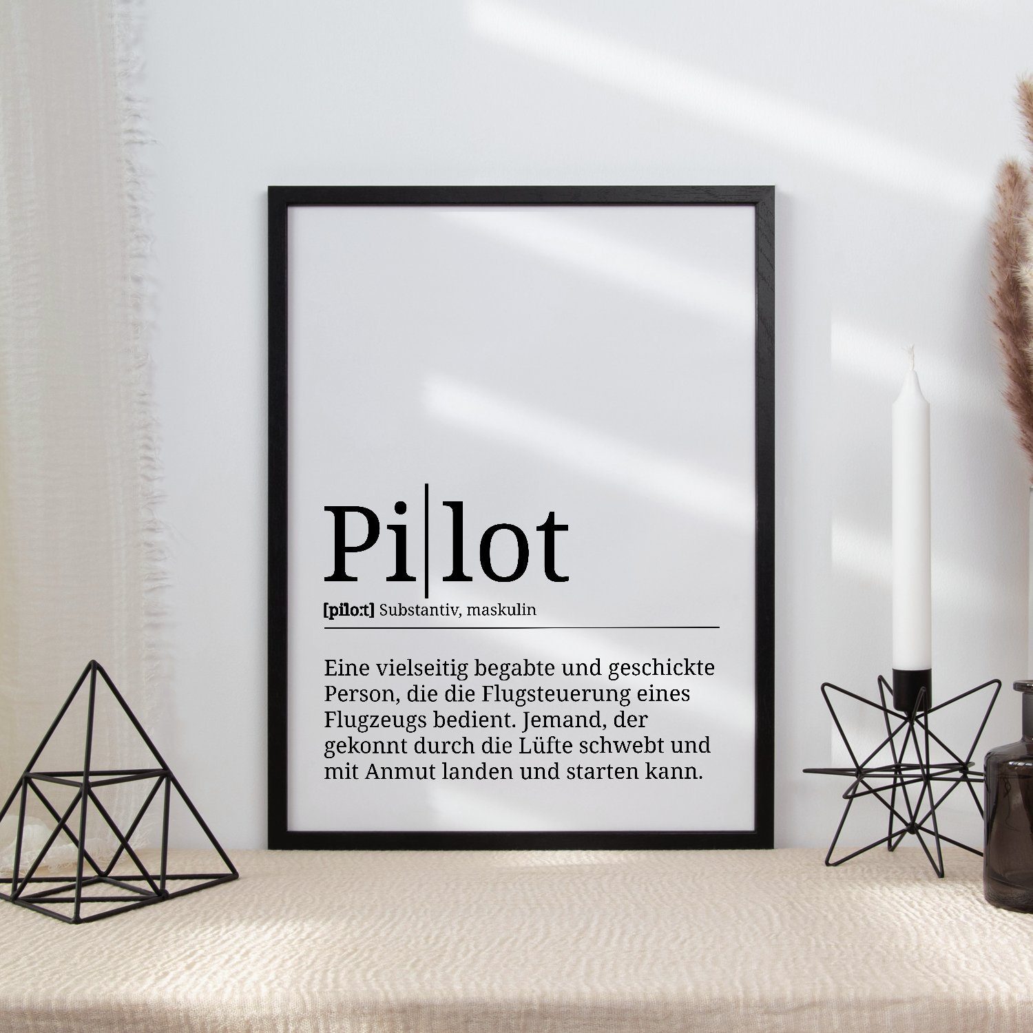 Pilot Definition Poster Wandbild Tigerlino Geschenk