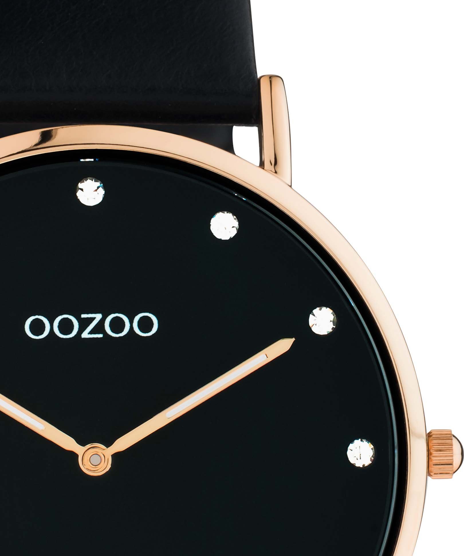 OOZOO Quarzuhr C20249, Armbanduhr, Damenuhr, Lederarmband, Zirkonia (synth)