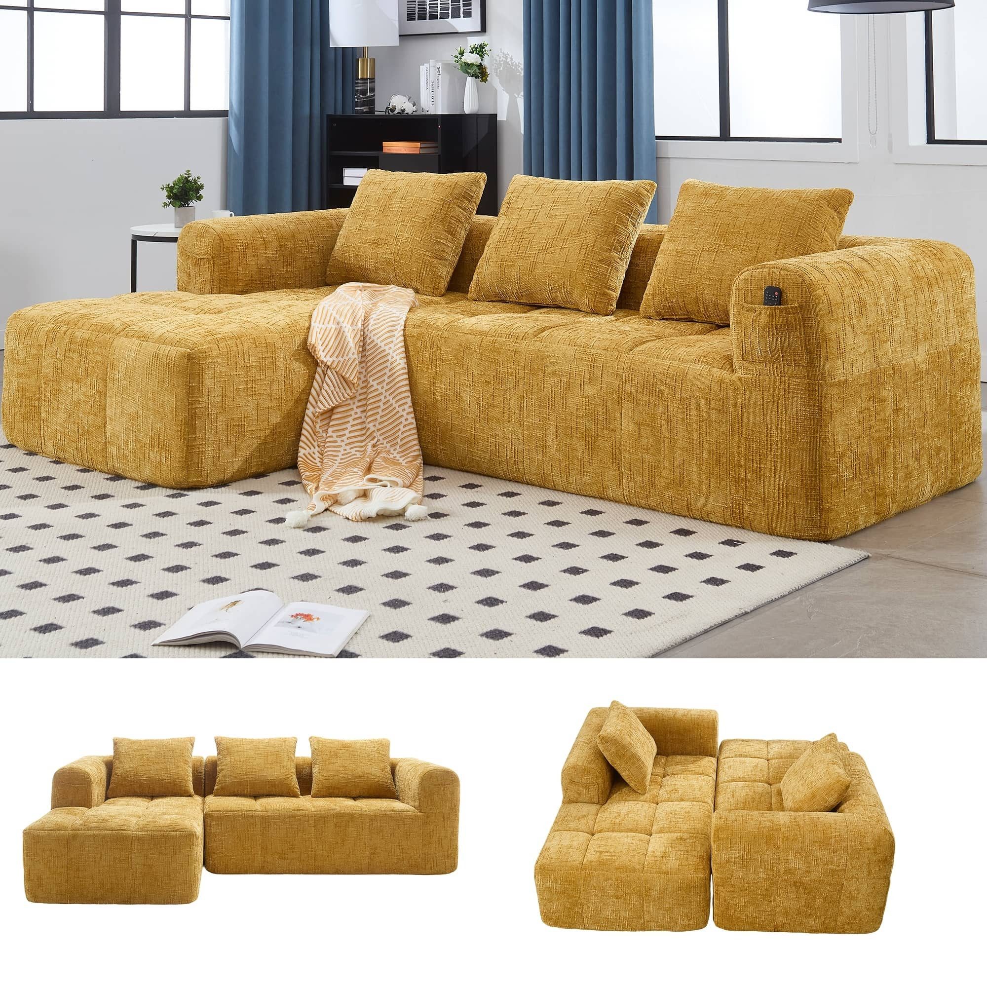 LVHOM Ecksofa Modulares Chaiselongue-Sofa-Set(Polsterliege+Doppelsofa), sep günstig online kaufen