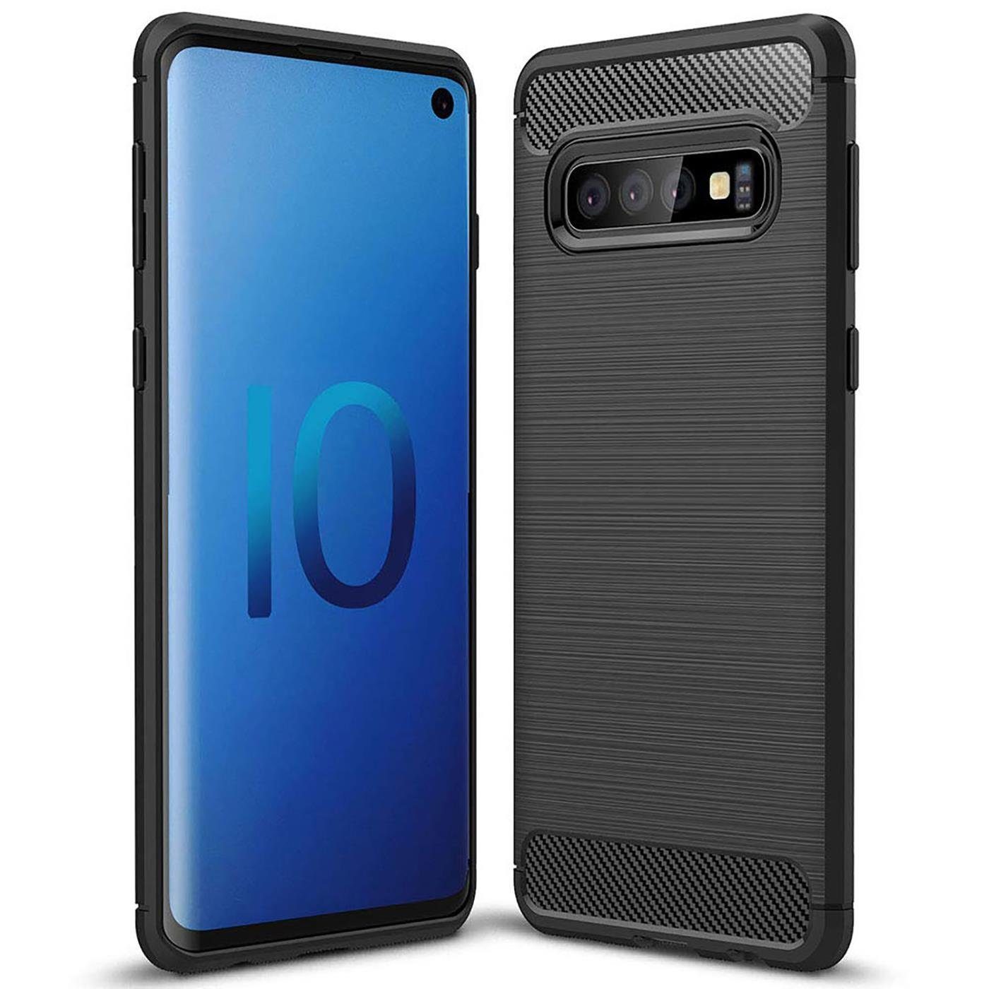 CoolGadget Handyhülle Carbon Handy Hülle für Samsung Galaxy S10 6,1 Zoll, robuste Telefonhülle Case Schutzhülle für Samsung S10 Hülle