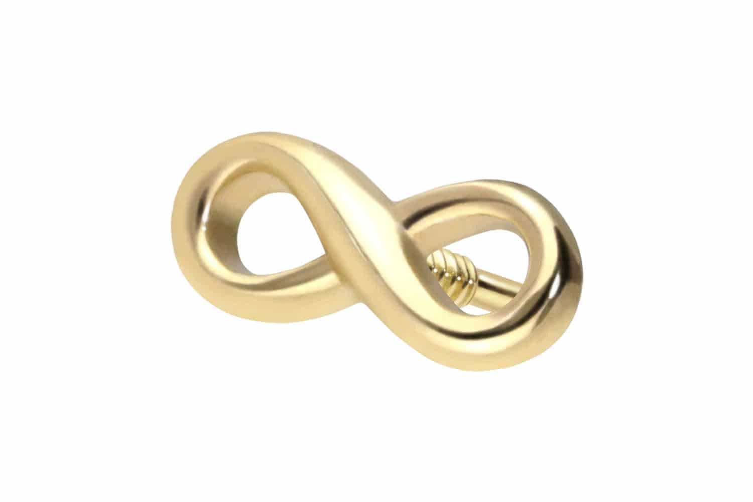 Piercing-Set 14 Karat Gold Schraubaufsatz mit Außengewinde UNENDLICHKEIT