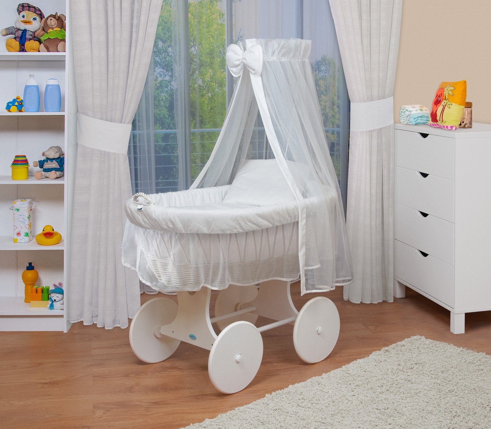 Waldin Stubenwagen Baby Stubenwagen-Set mit Ausstattung,XXL