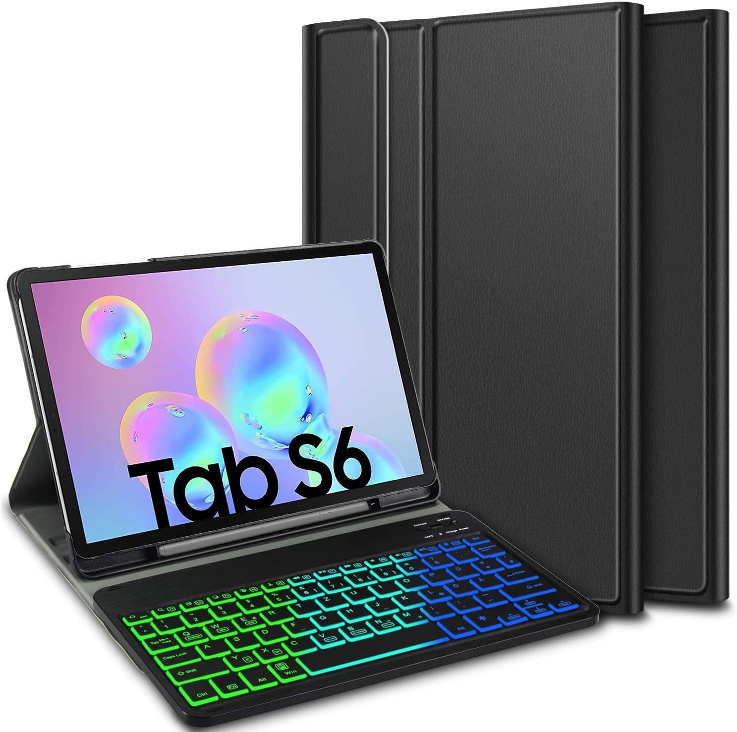 IVSO »Tastatur Hülle für Samsung Galaxy Tab S6 (Deutsches QWERTZ),« Tablet- Tastatur (Hülle mit 7 Farben LED-Hintergrundbeleuchtung Kabellose Tastatur  für Samsung Galaxy Tab S6 T860/T865 10.5 Zoll) online kaufen | OTTO