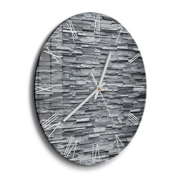 DEQORI Wanduhr 'Unebene Schieferwand' (Glas Glasuhr modern Wand Uhr Design Küchenuhr)
