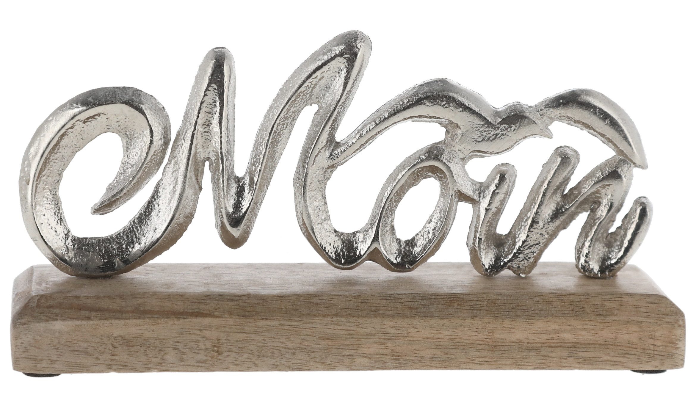 Deko-Schriftzug Moin Möwe Dekoschriftzug Mangoholz Aluminium Holz Silber 23x11x5 cm