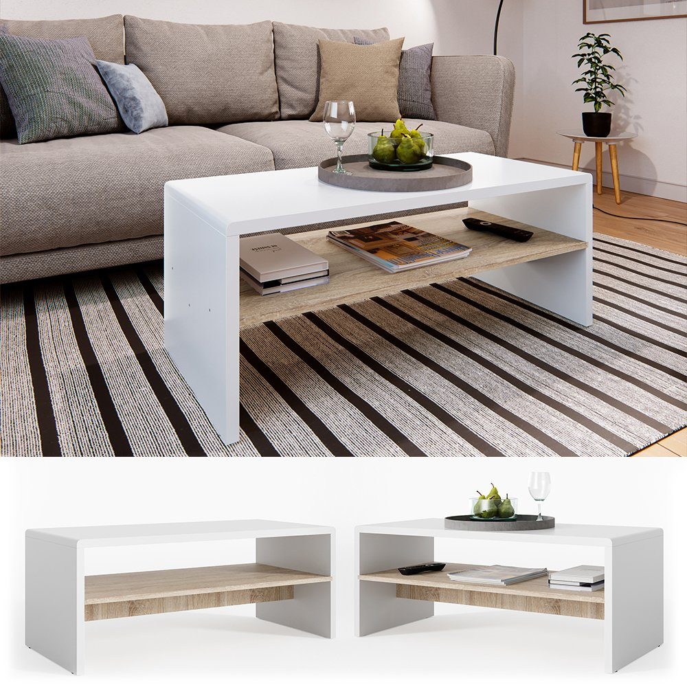 Vicco Couchtisch, Weiß/Sonoma/Sonoma, 99.6 x 39.8 günstig online kaufen