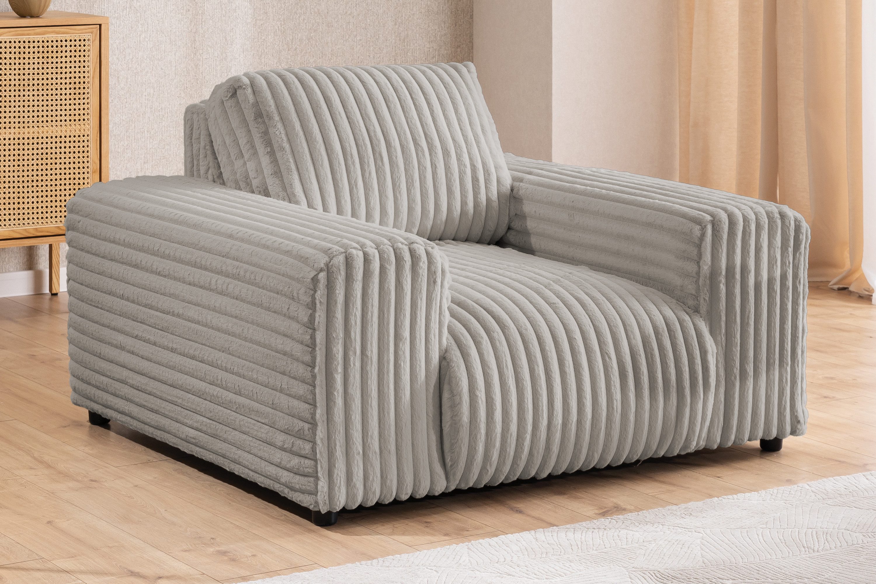 S-Style Möbel Sessel Mollis aus Plüschcord günstig online kaufen