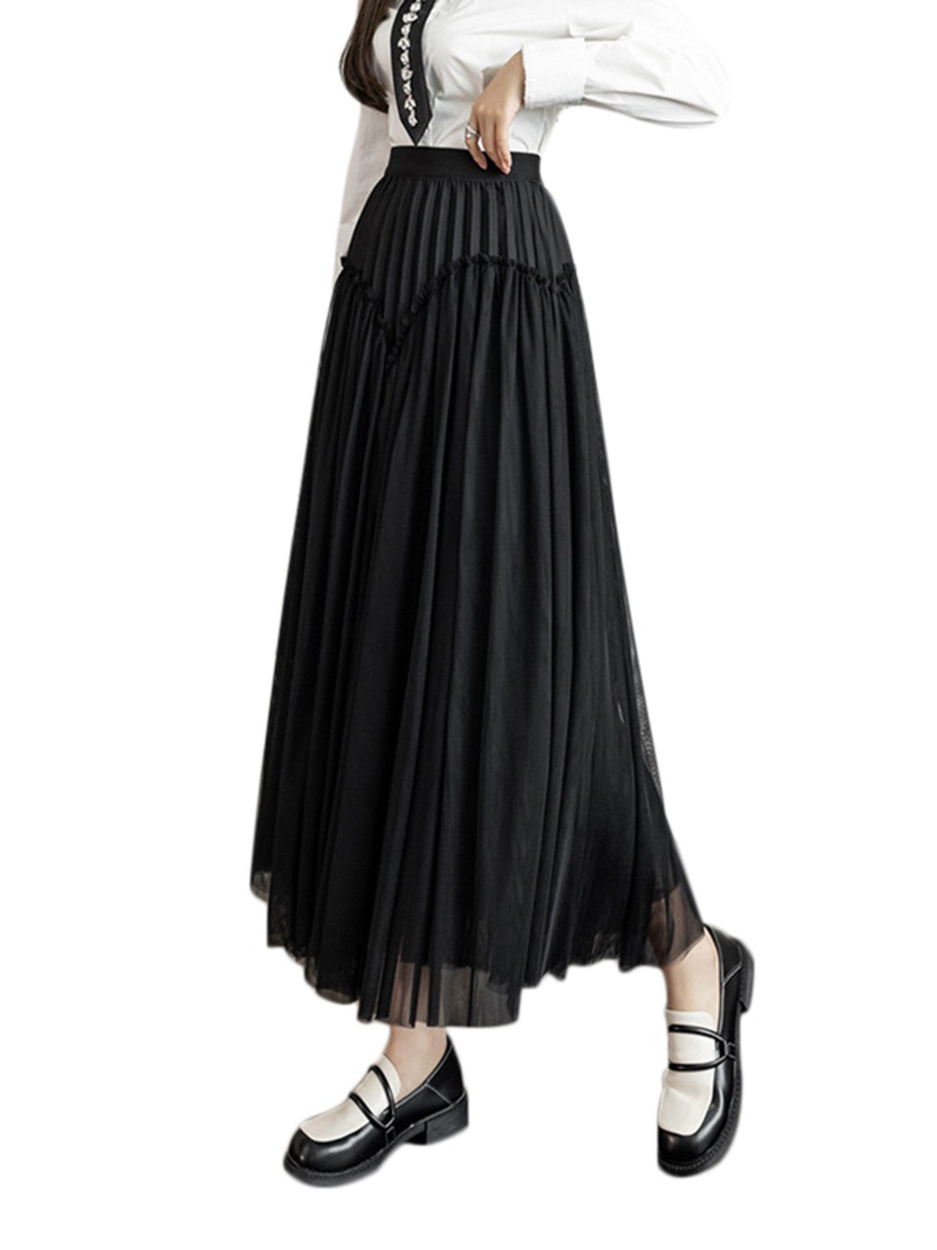 DEBAIJIA Meshrock Damen Elegantes langes Rock