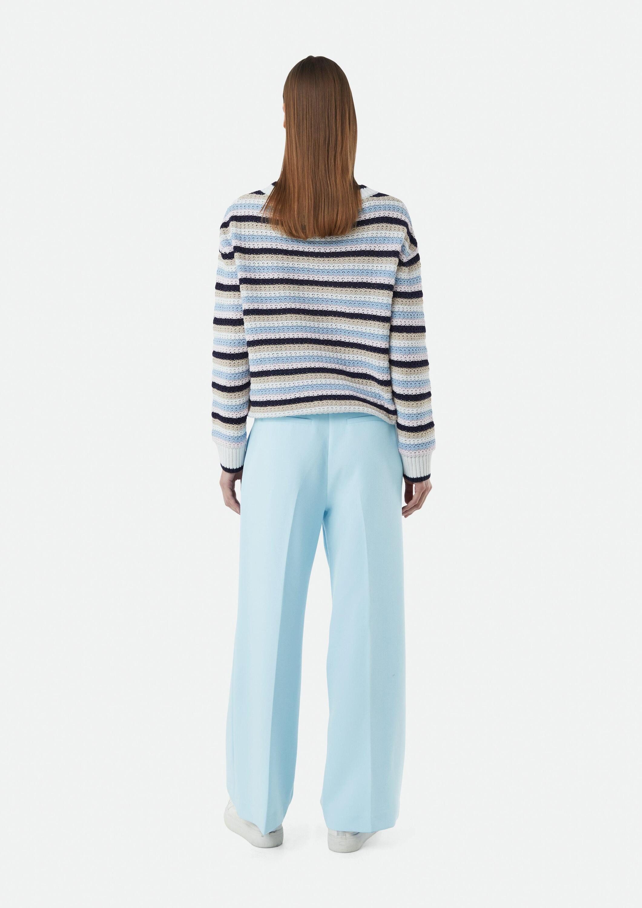 comma Chinos Hose Hochwertige Wide-Leg-Hose mit Bund-Detail