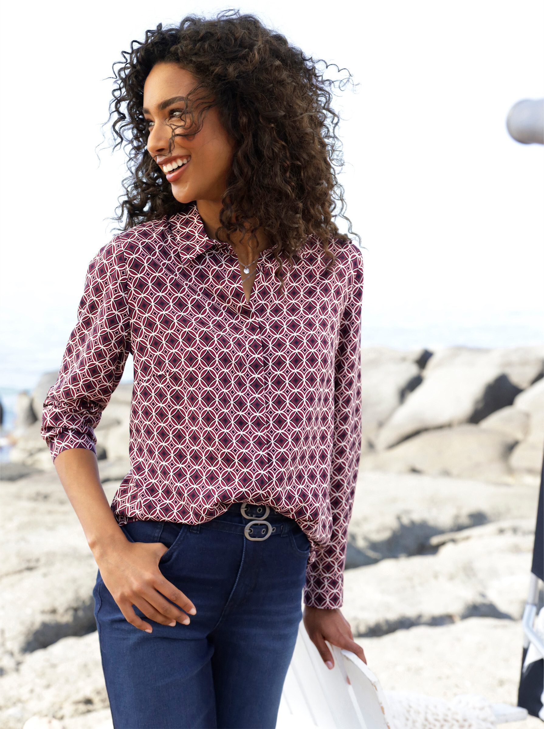 heine Klassische Bluse Druckbluse Langarm