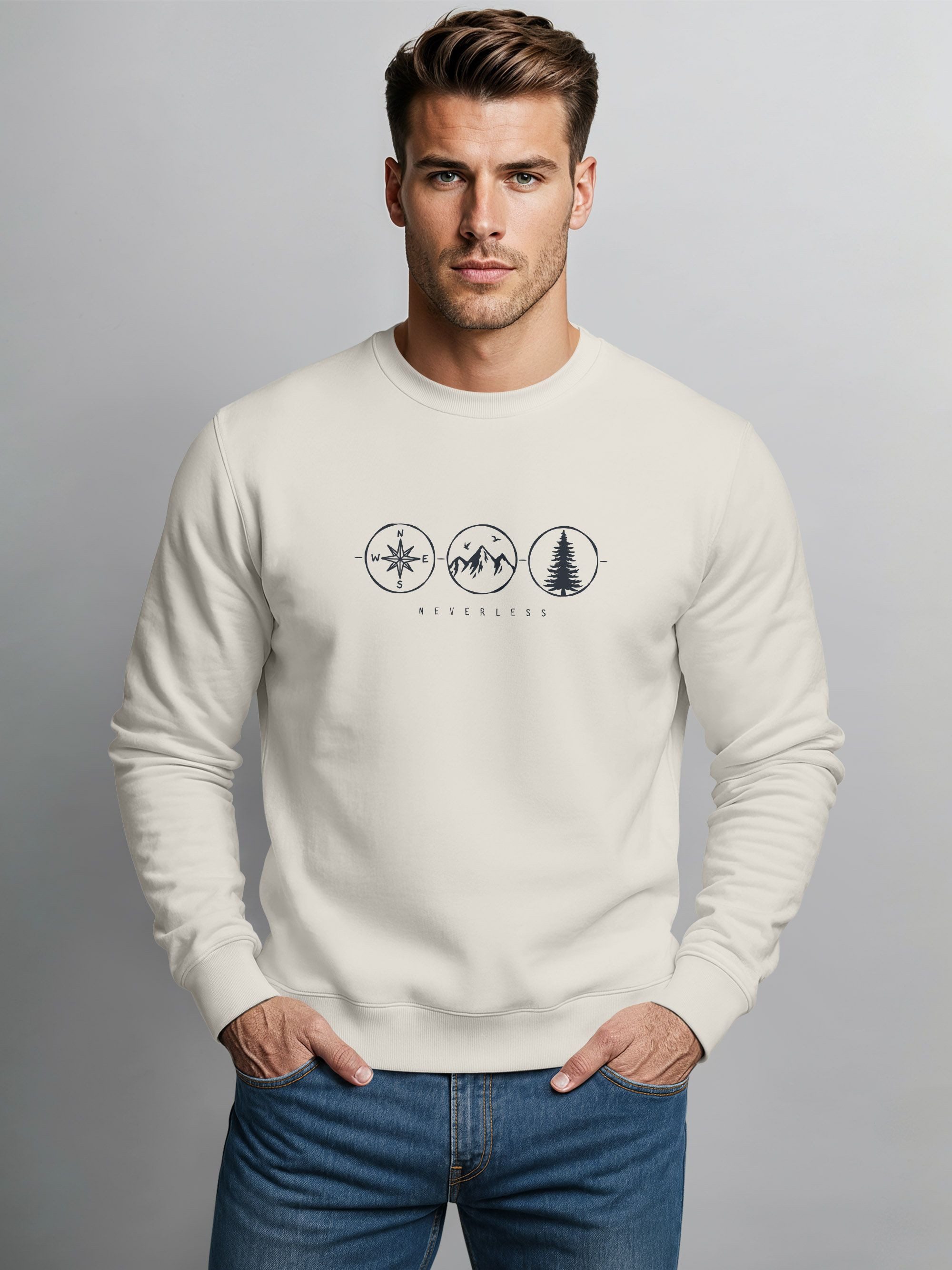 Neverless Sweatshirt Sweatshirt Herren Frontprint Nature Spirit, Icons See günstig online kaufen
