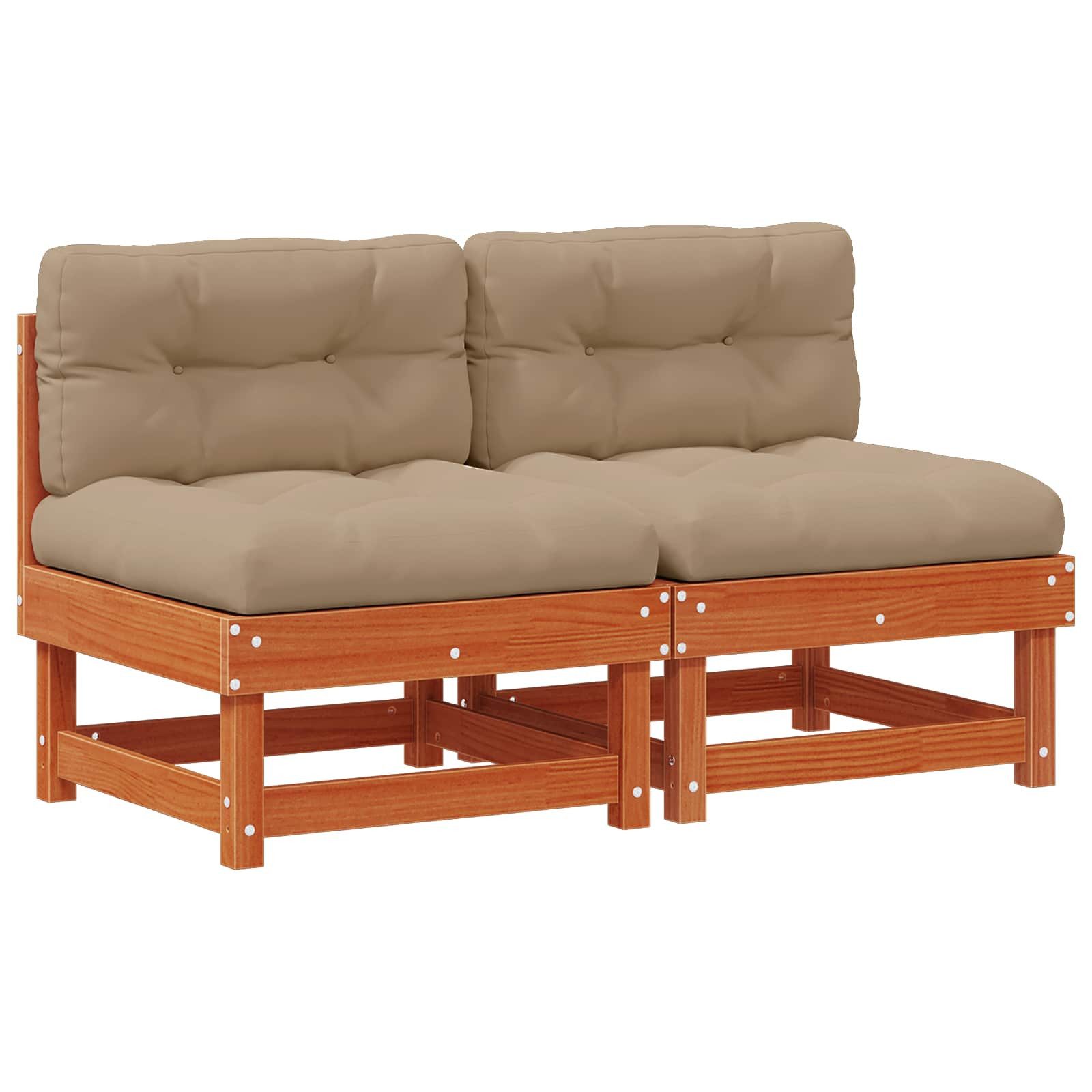 vidaXL Sofaelement Garten Mittelssofa Massives Kiefernholz Wachsbraun