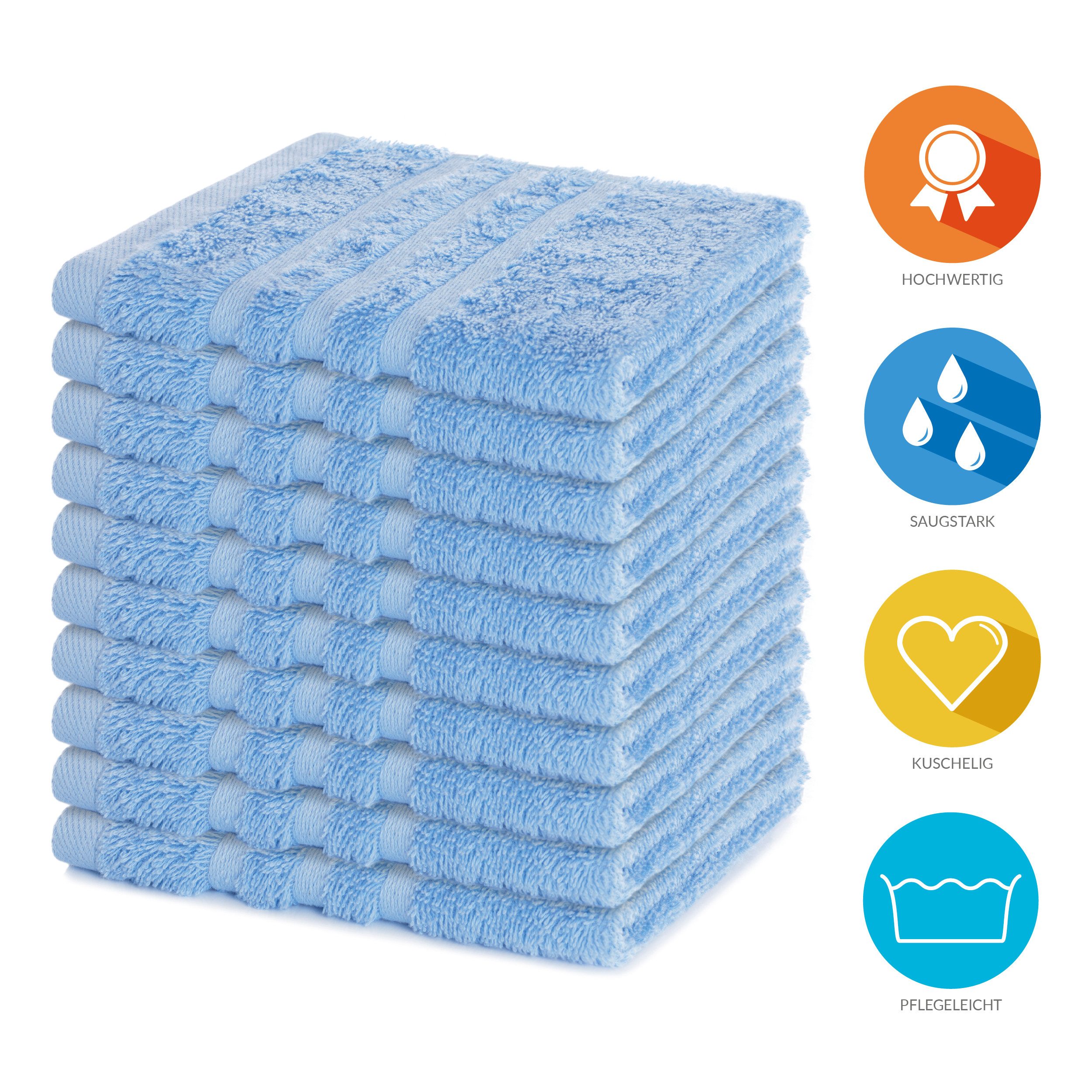 Lavea Seiftuch 10er Gästehandtücher Set 30x30 cm Elena Frottee, kleine Wasc günstig online kaufen