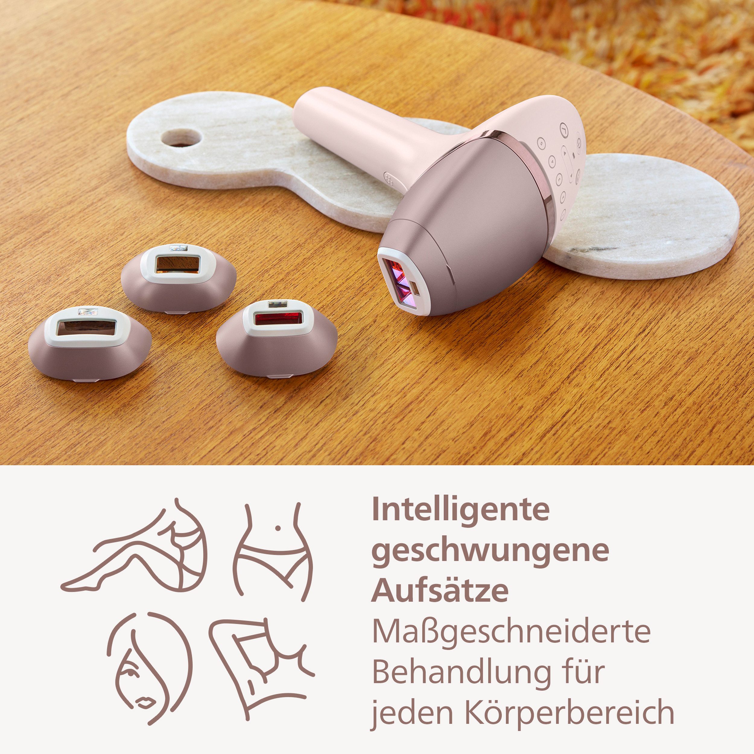 Philips IPL-Haarentferner Philips Lumea Series 9000 BRI958/00, 450.000 Lichtimpulse, 4 Aufsätze (Achseln, Bikinizone, Körper und Gesicht), kabellos rosa