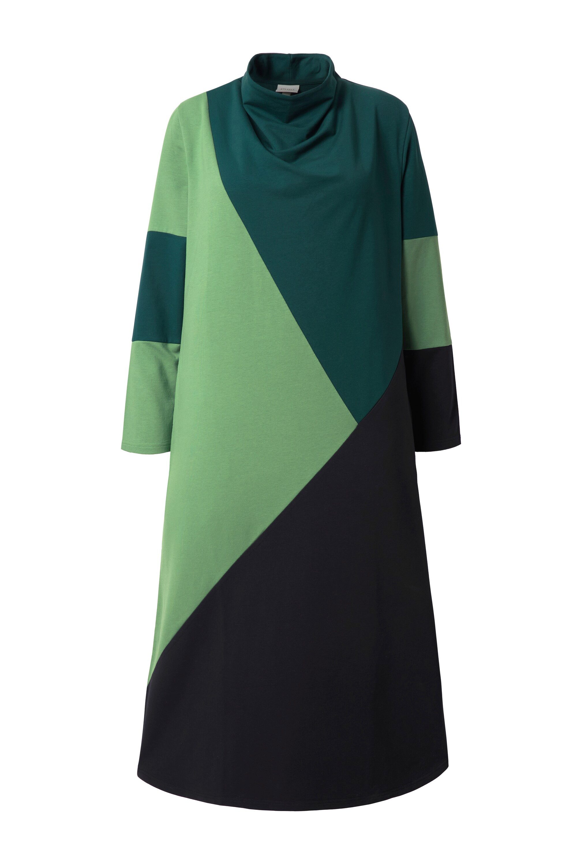 Ulla Popken Midikleid Sweatkleid Wasserfall-Ausschnitt Langarm günstig online kaufen