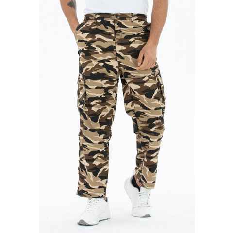 Kendindza Collection Cargohose Zipp Off Cargohose Dehnbund Arbeitshose Feldhose Bundeswehr Cargo Hose elastischer Gummibund, Tarnhose, Bundhose Camouflage