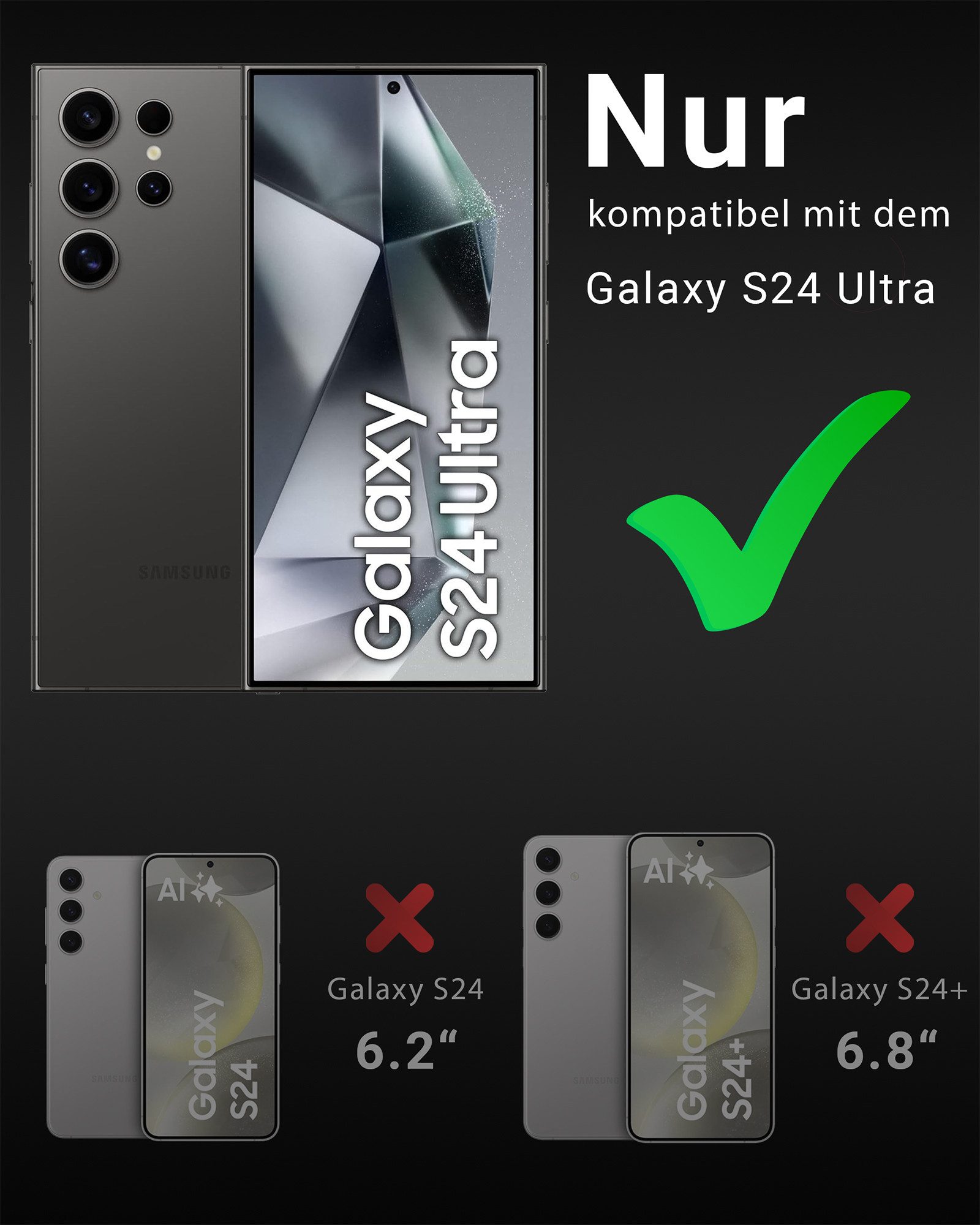 GreenHec Displayschutzglas Panzerfolie Samsung S25 S24 Plus Ultra Displayschutzfolie Glas Schutz für Samsung Galaxy S24 Ultra, Spar-Set, Handy Display Screen Pr – Bild 2 von 5
