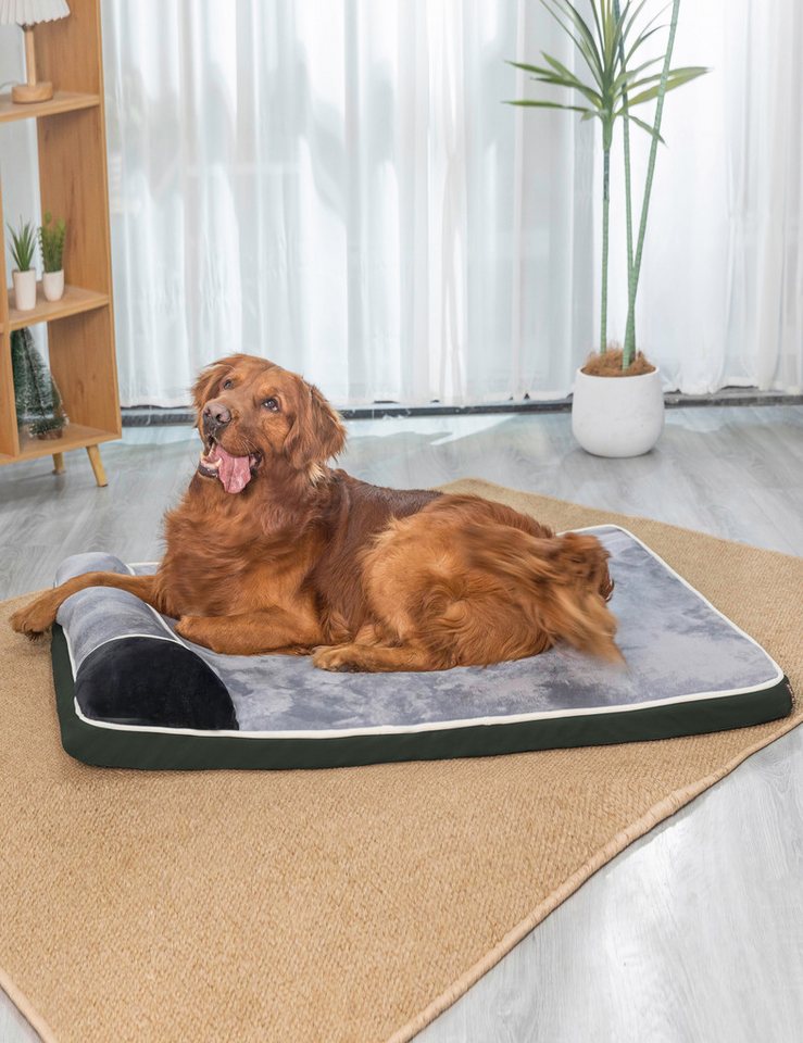 Thumbnail - RAIKOU Hundematte Hundebett flauschig Hundematte waschbar Hundematratze mit Kissen, Velourslederimitat, waschbar,flausch...