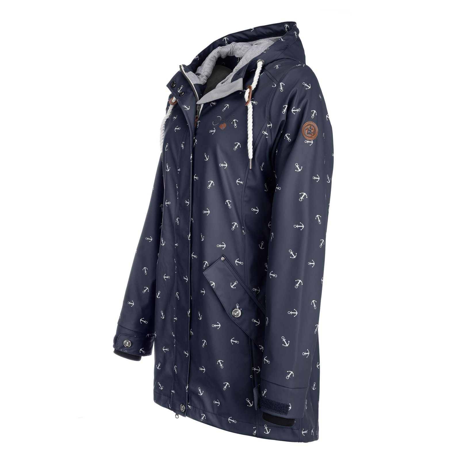 Dry Fashion Regenjacke Cuxhaven Damen Regenmantel Cuxhaven Anker-Print - Jacke mit Kapuze wasserdicht